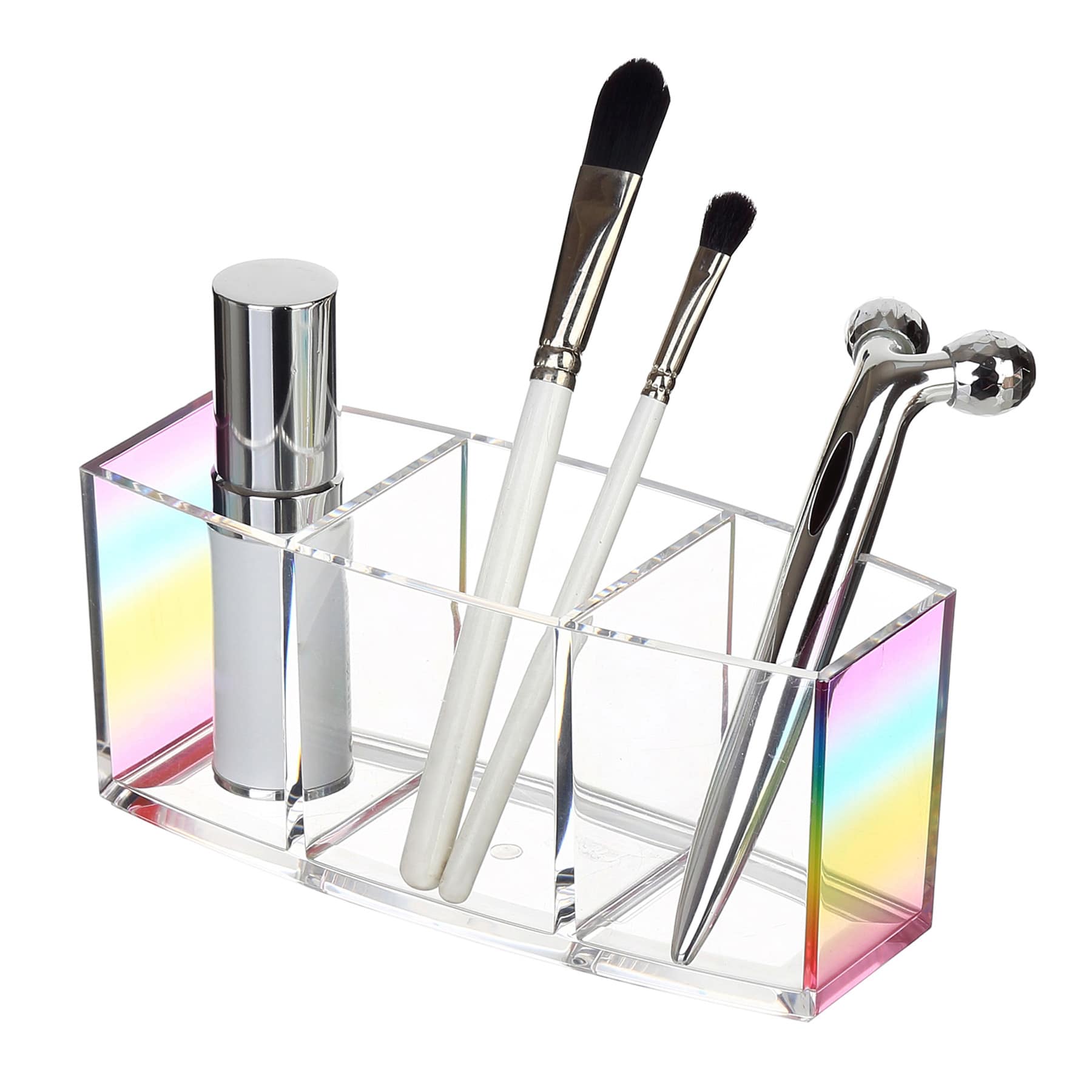 3-Compartment Rainbow Oval Cosmetic Organizer