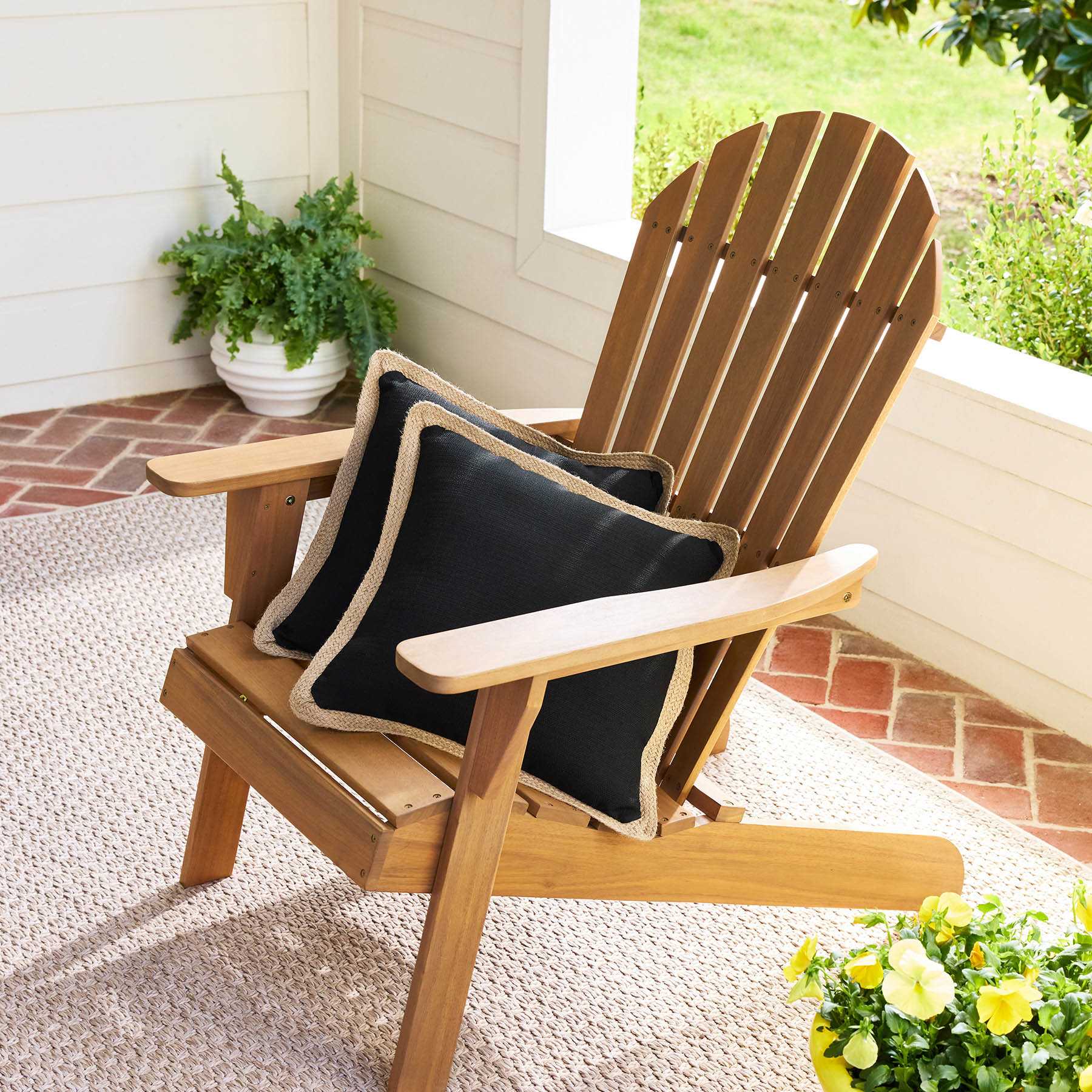 2-Pack Black Jute Trim Outdoor Throw Pillow, 18"