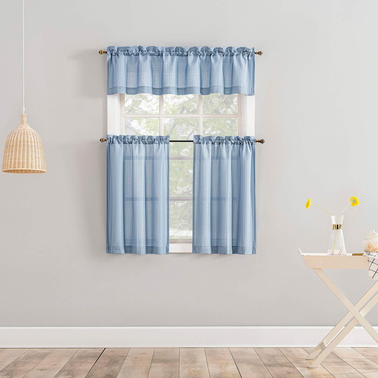 Wilton Chambray Small Tiered Curtain Panel, 54"