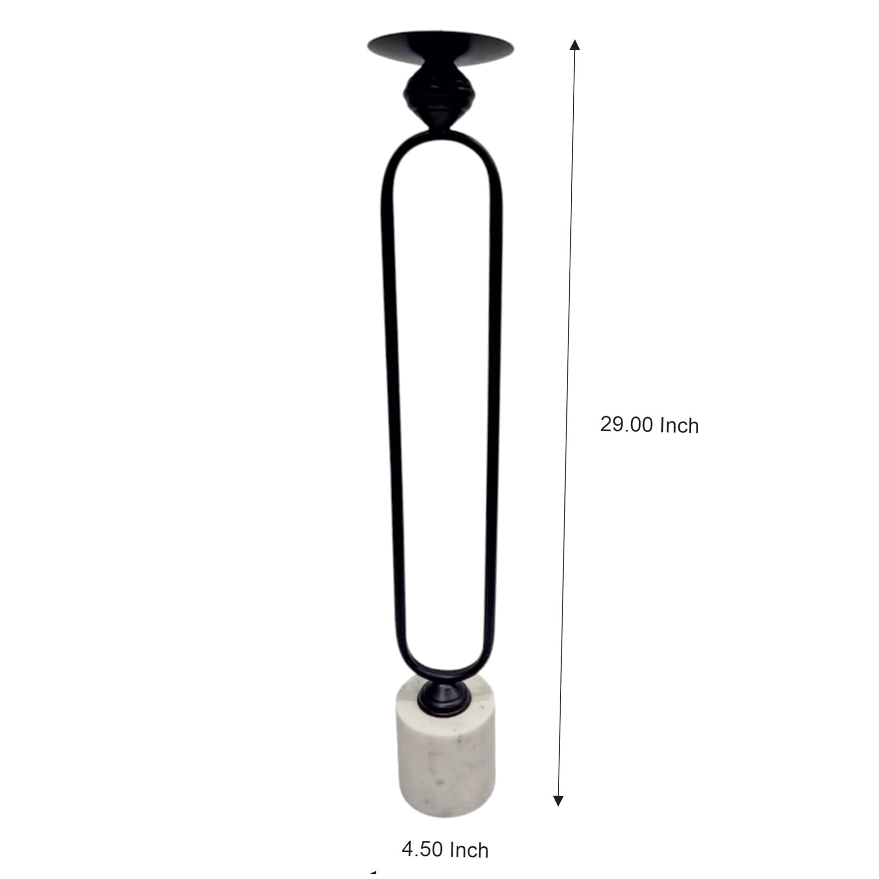 Black Metal Pillar Candle Holder with Marble Base, 29"