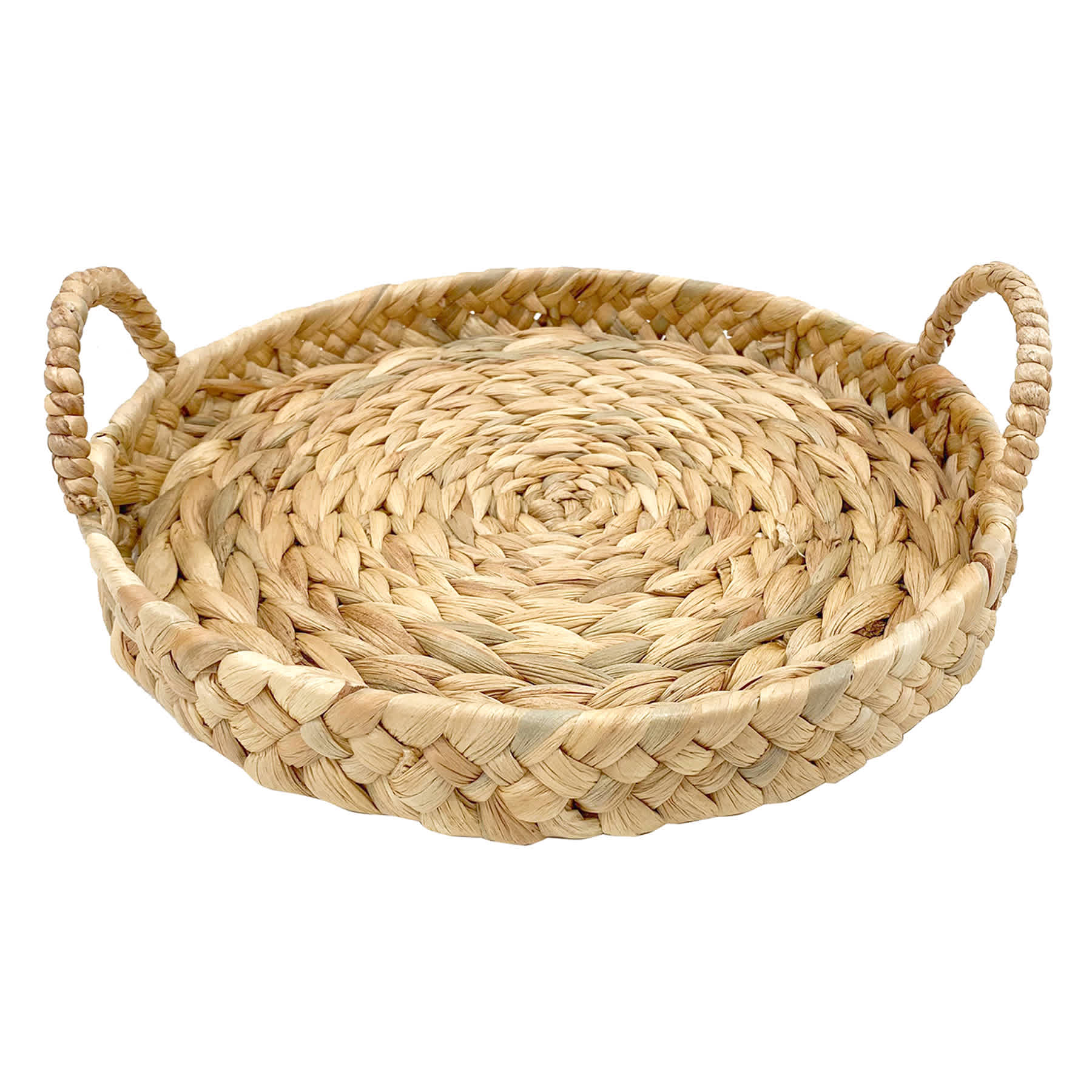 Round Natural Wicker Woven Decorative Tray, Small