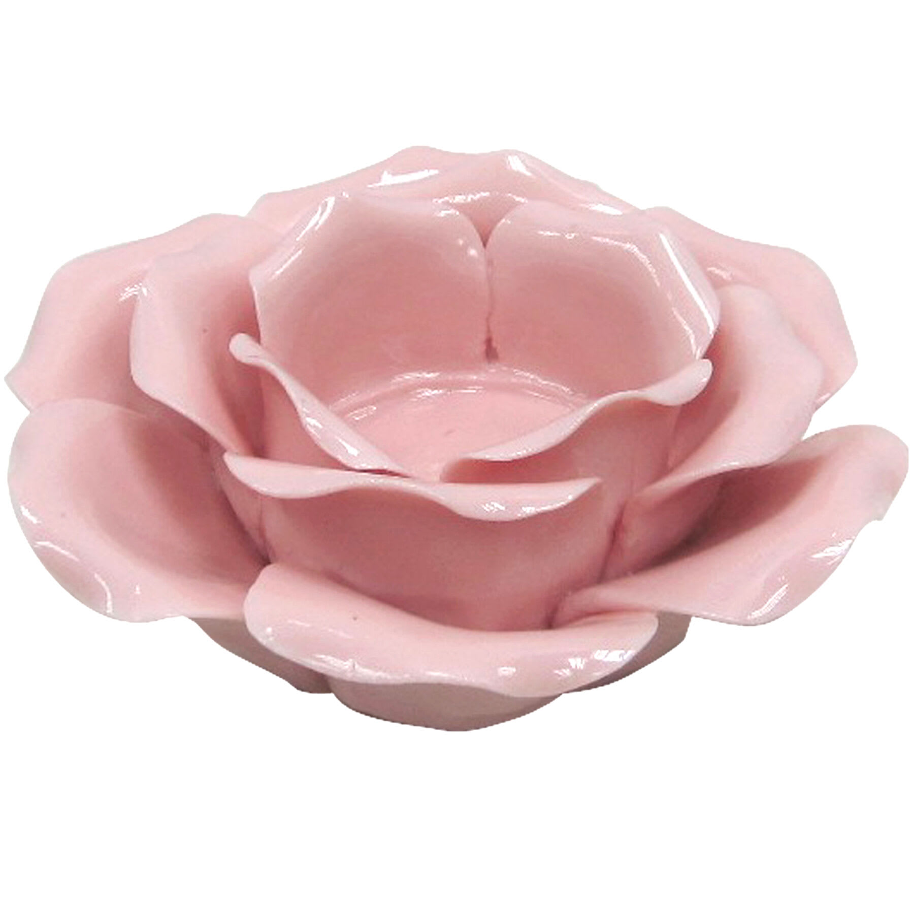 Pink Ceramic Flower Tealight Candle Holder, 2"