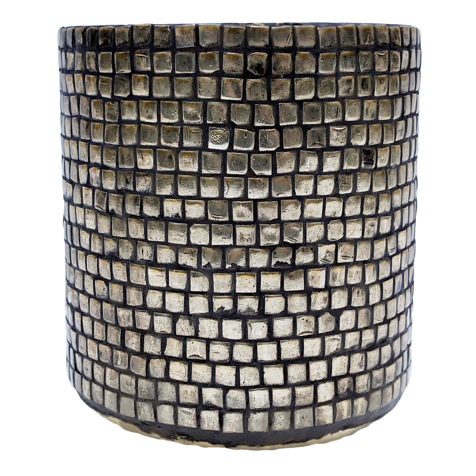 Gold Mosaic Glass Hurricane Candle Holder, 5"