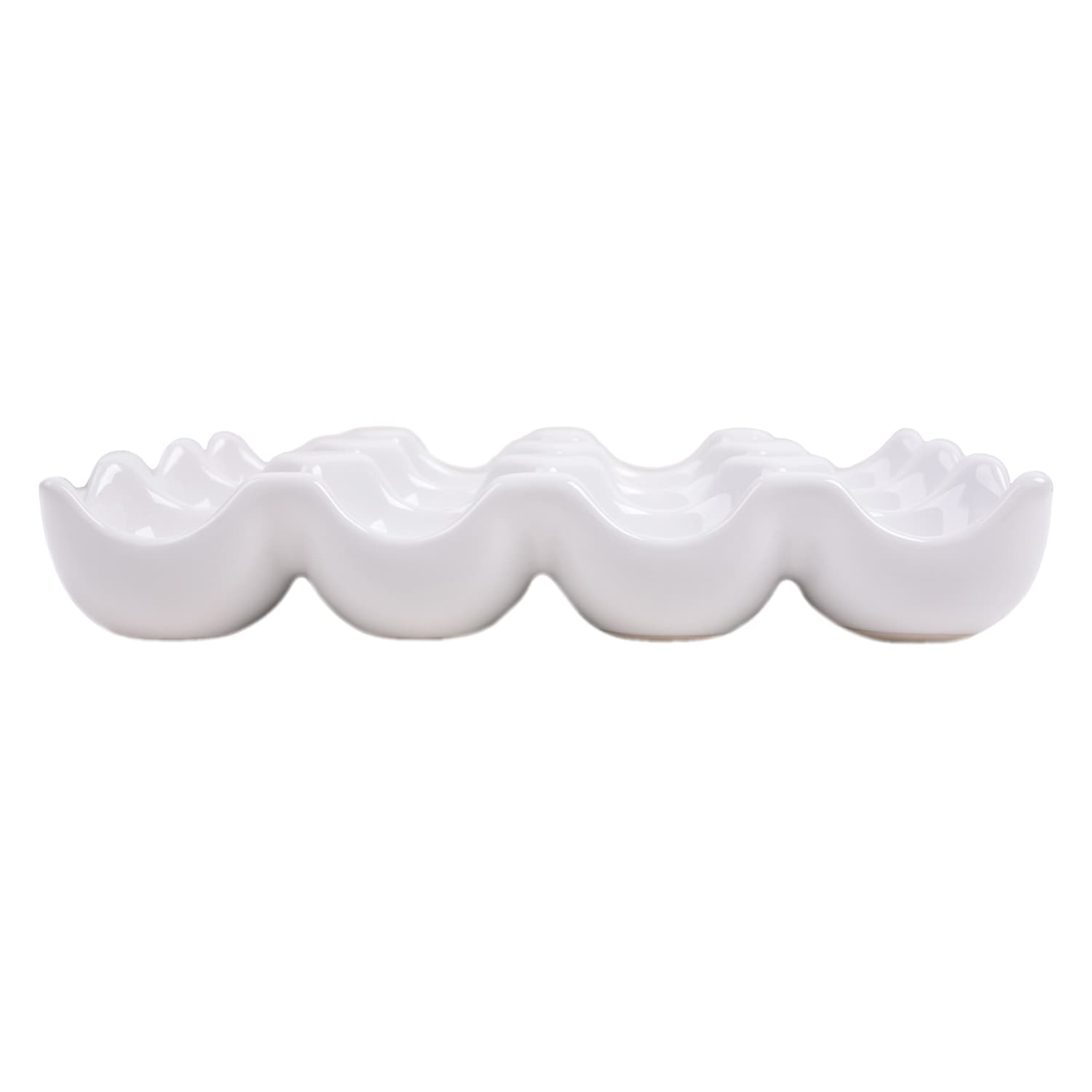 White Stoneware 12-Egg Holder