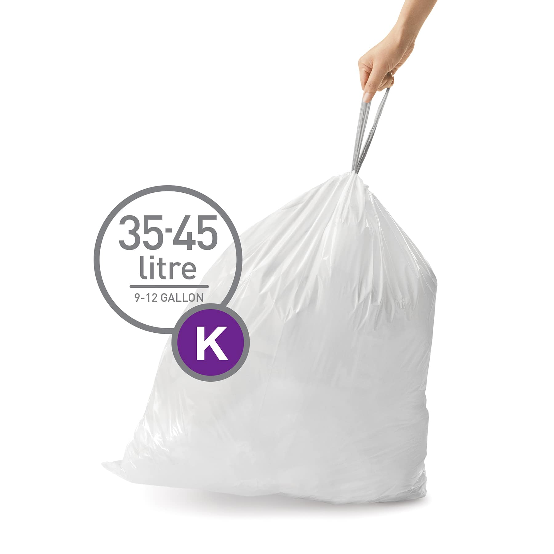 SimpleHuman 20-Pack Custom Fit Trash Can Liners, Code K