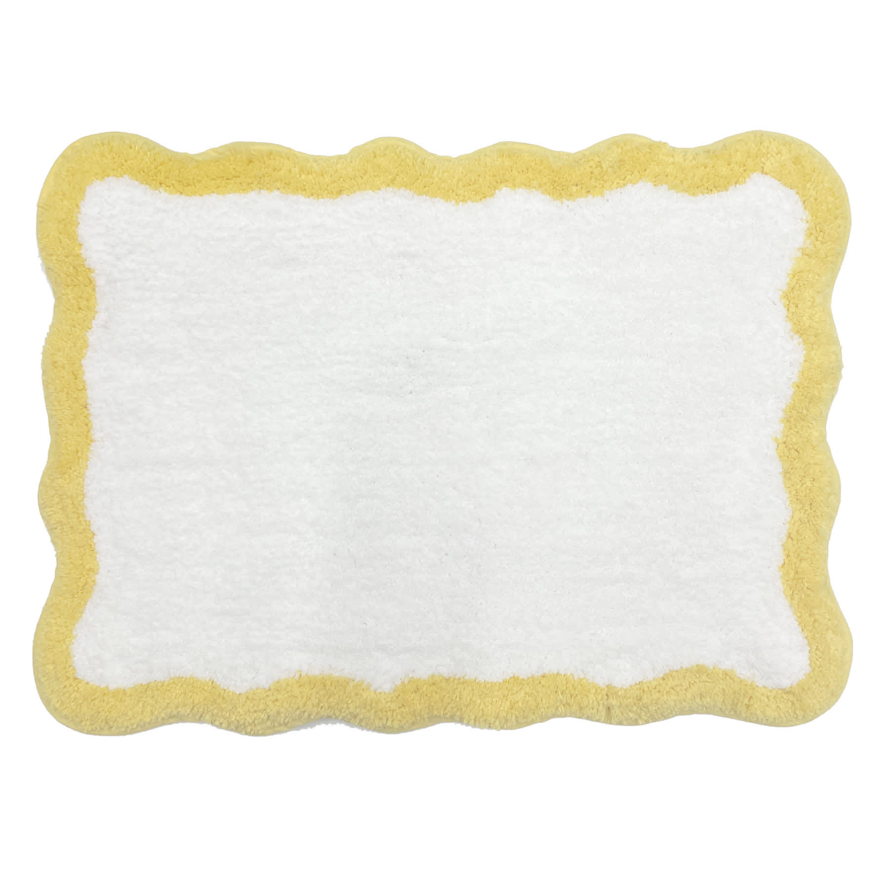 Tiny Dreamers Yellow Scalloped Border Bath Rug, 17x24