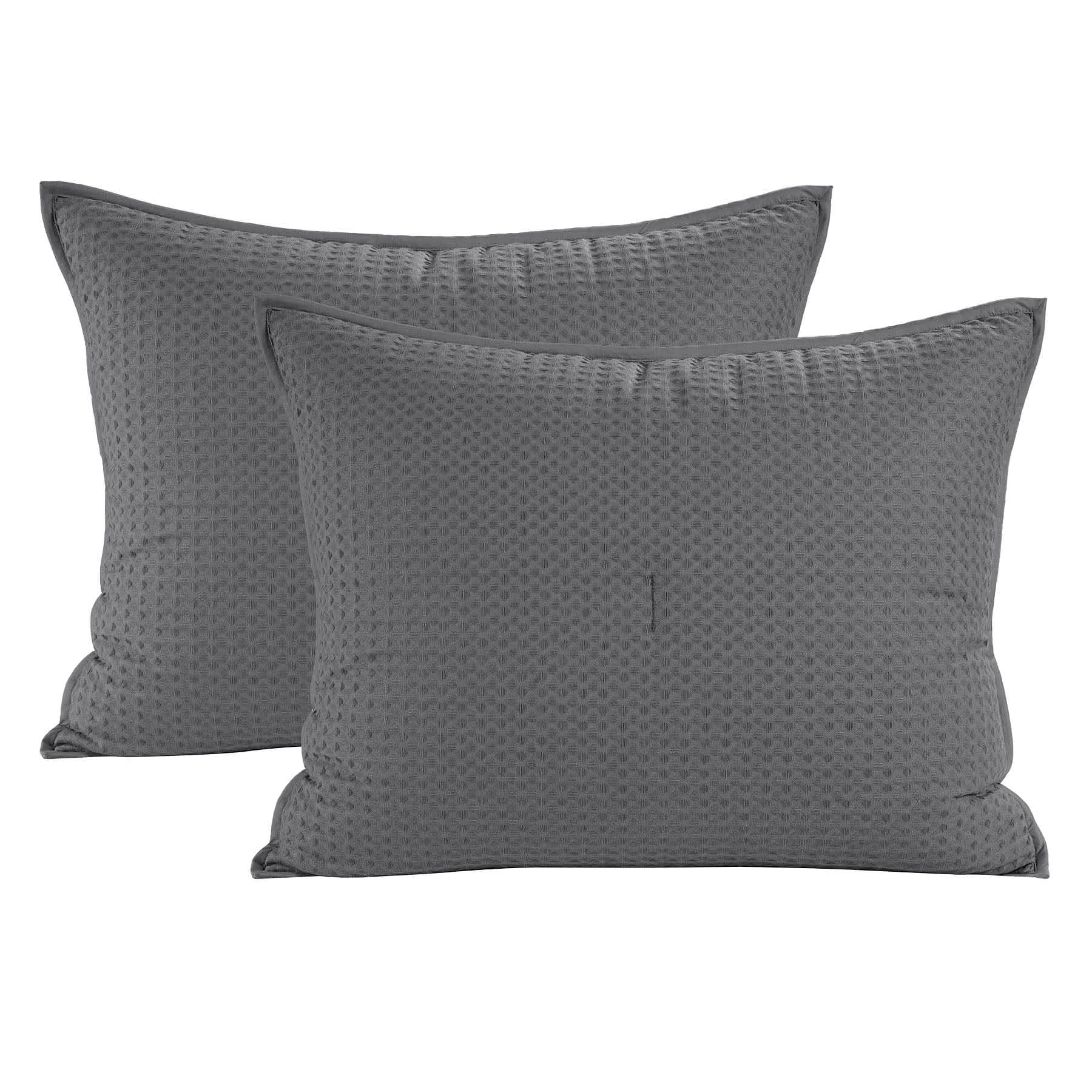 Crosby St. 3-Piece Grey Washed Waffle Cotton Quilt Set, King