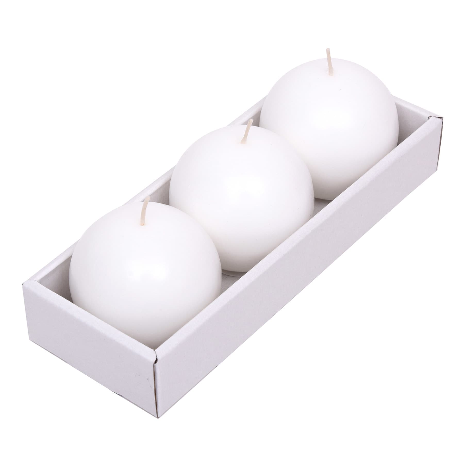 3-Pack White Unscented Overdip Round Candles