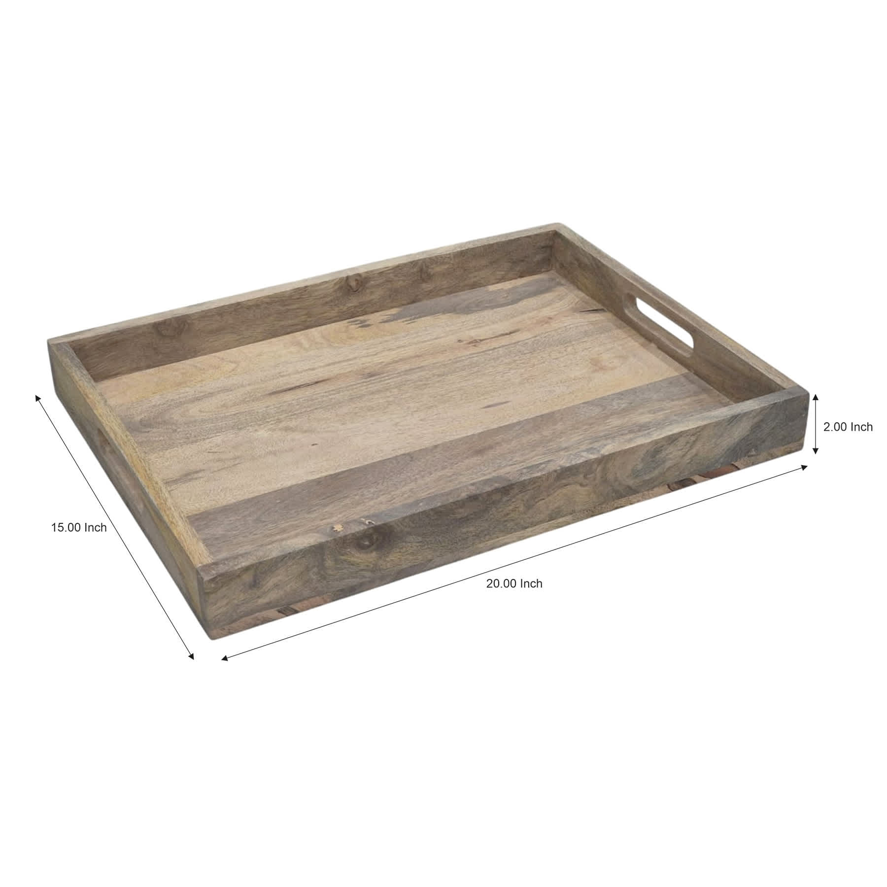 Bleached Mango Wood Rectangle Tray, 20x15