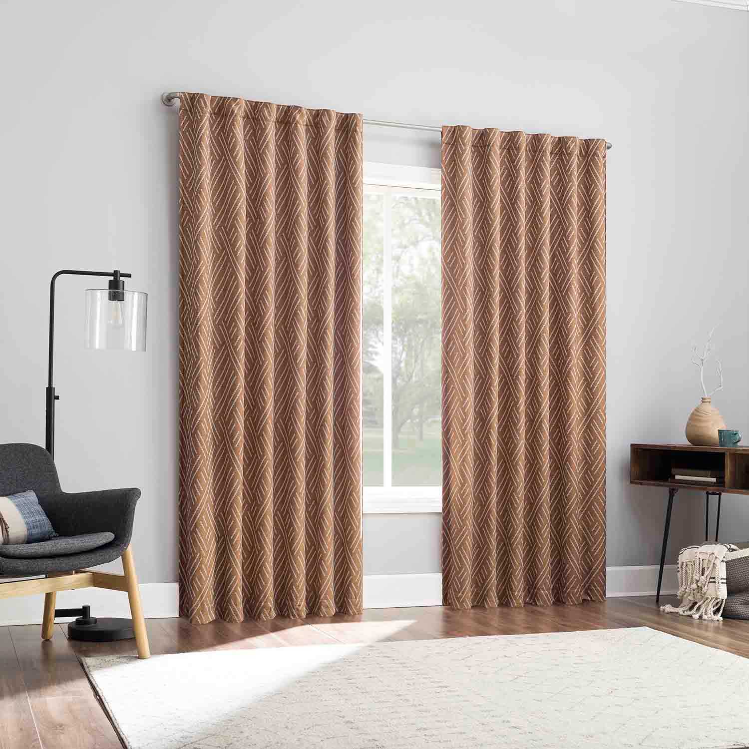 Arvid Nutshell Brown Blackout Curtain Panel, 84"