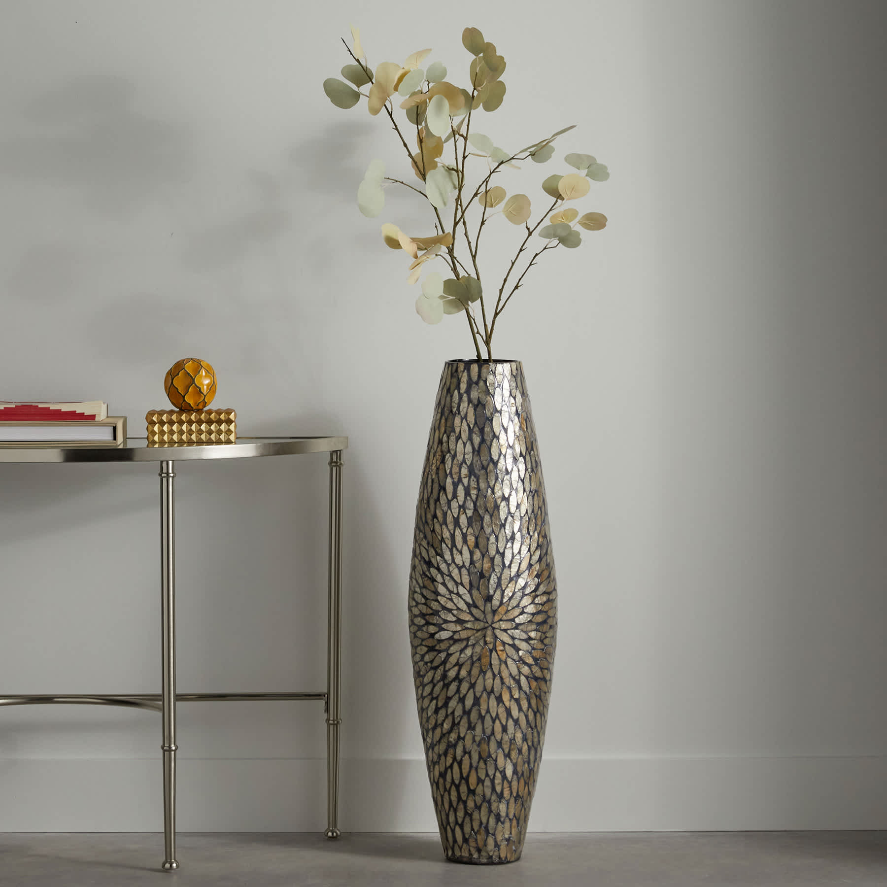 Brown Starburst Capiz Floor Vase, 36"