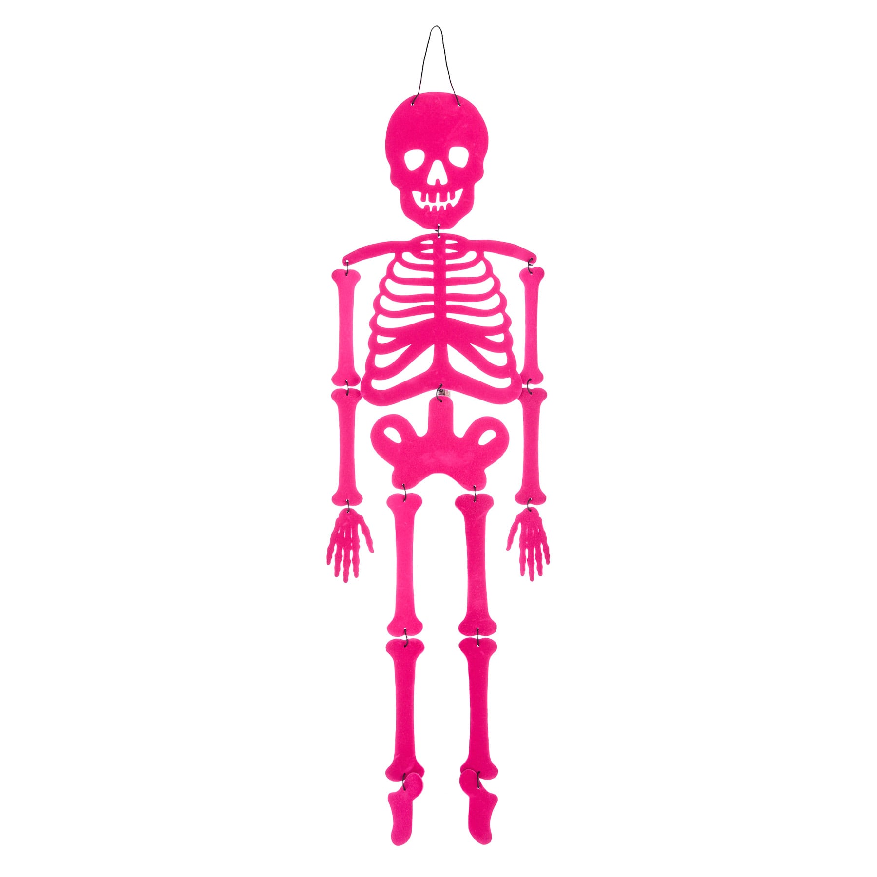 Hot Pink Metal Flocked Skeleton Wall Décor, 25"