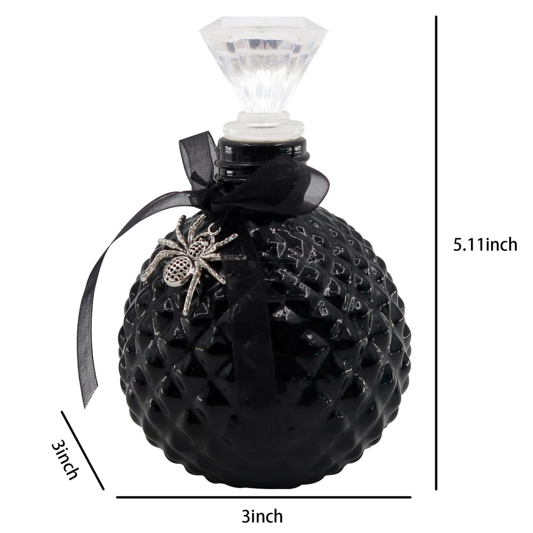 Spellbound Black Glass Potion Bottle, 3"