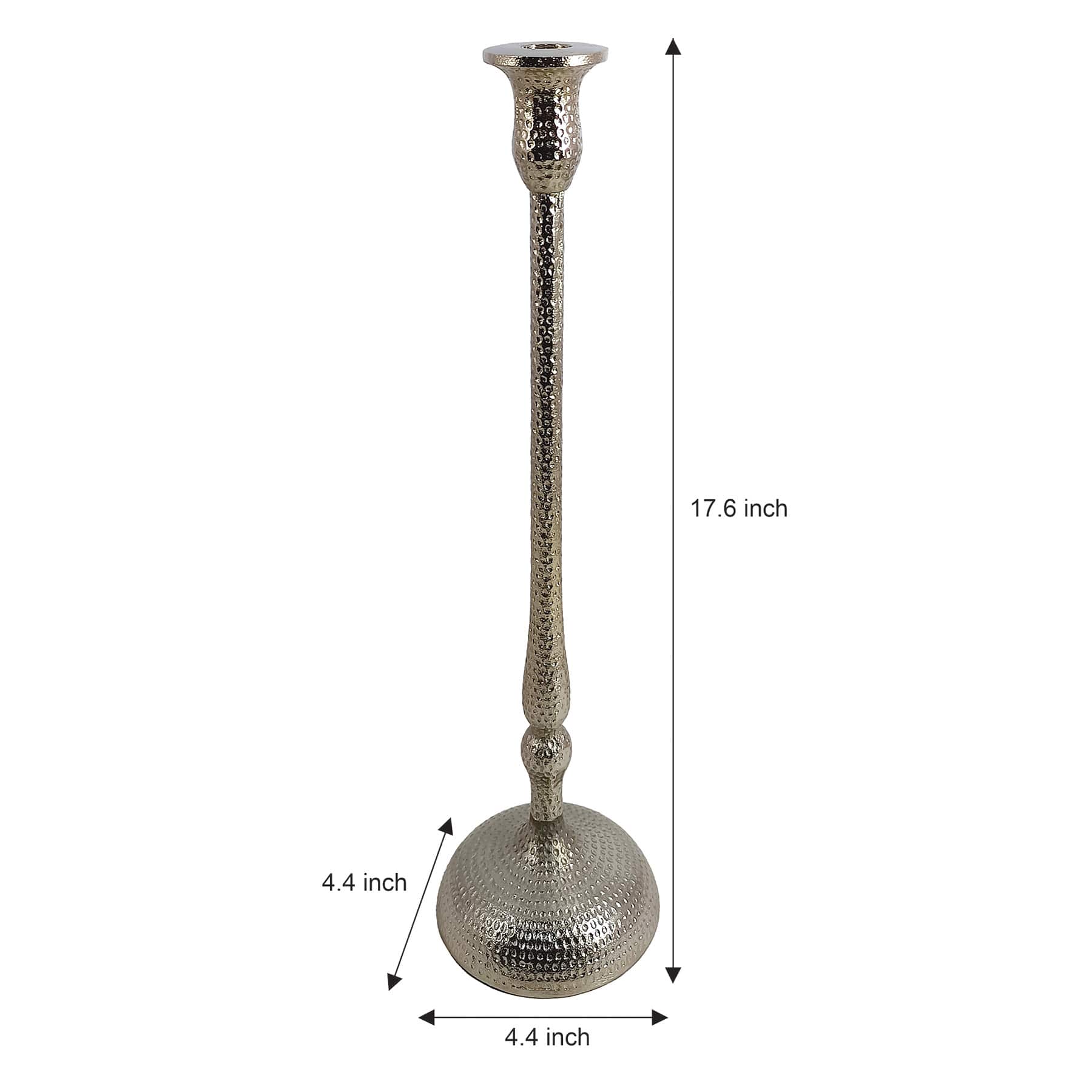 Silver Cast Taper Candle Holder, 18"
