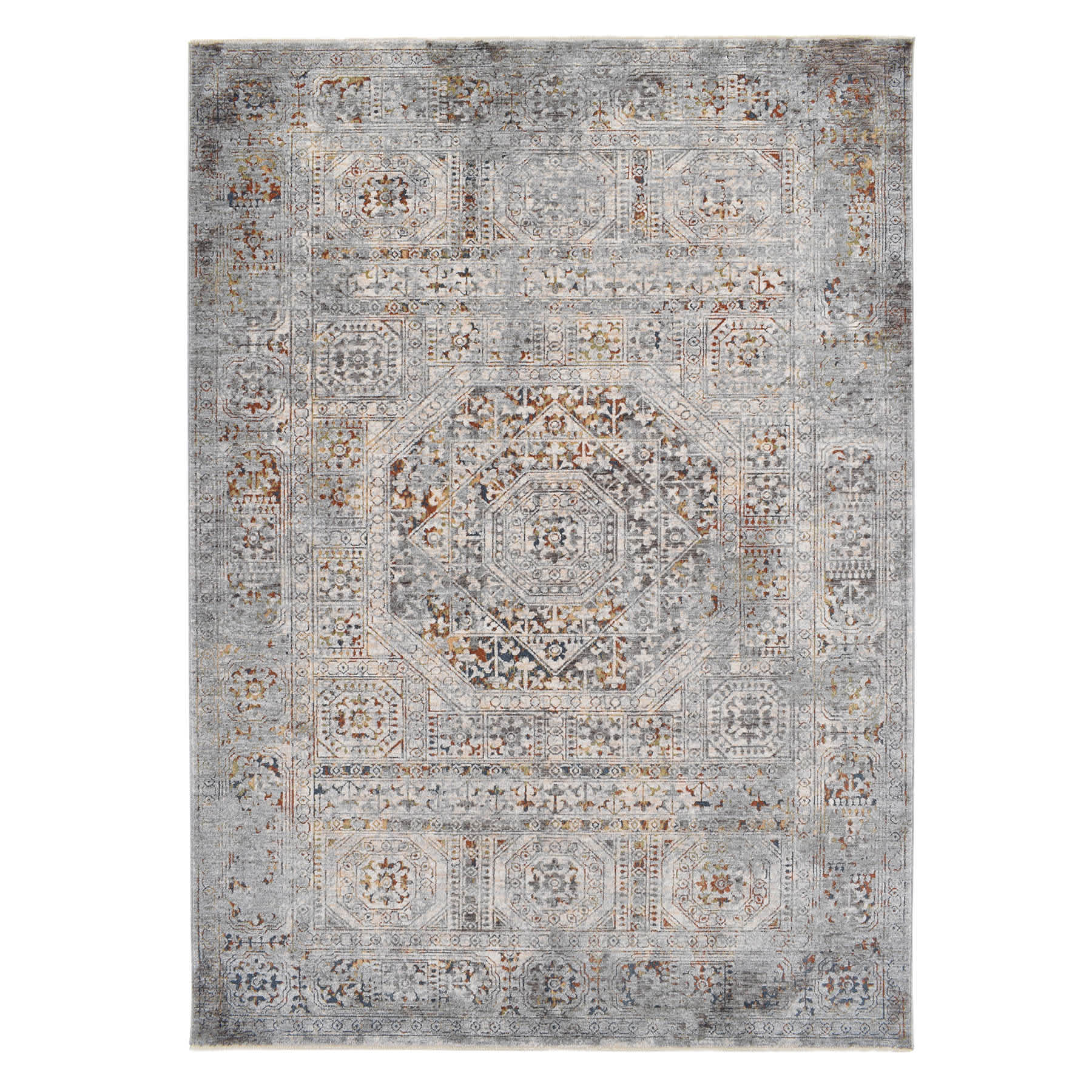 (A462) Blue Multicolor Modern Dense Medallion Area Rug, 5x7