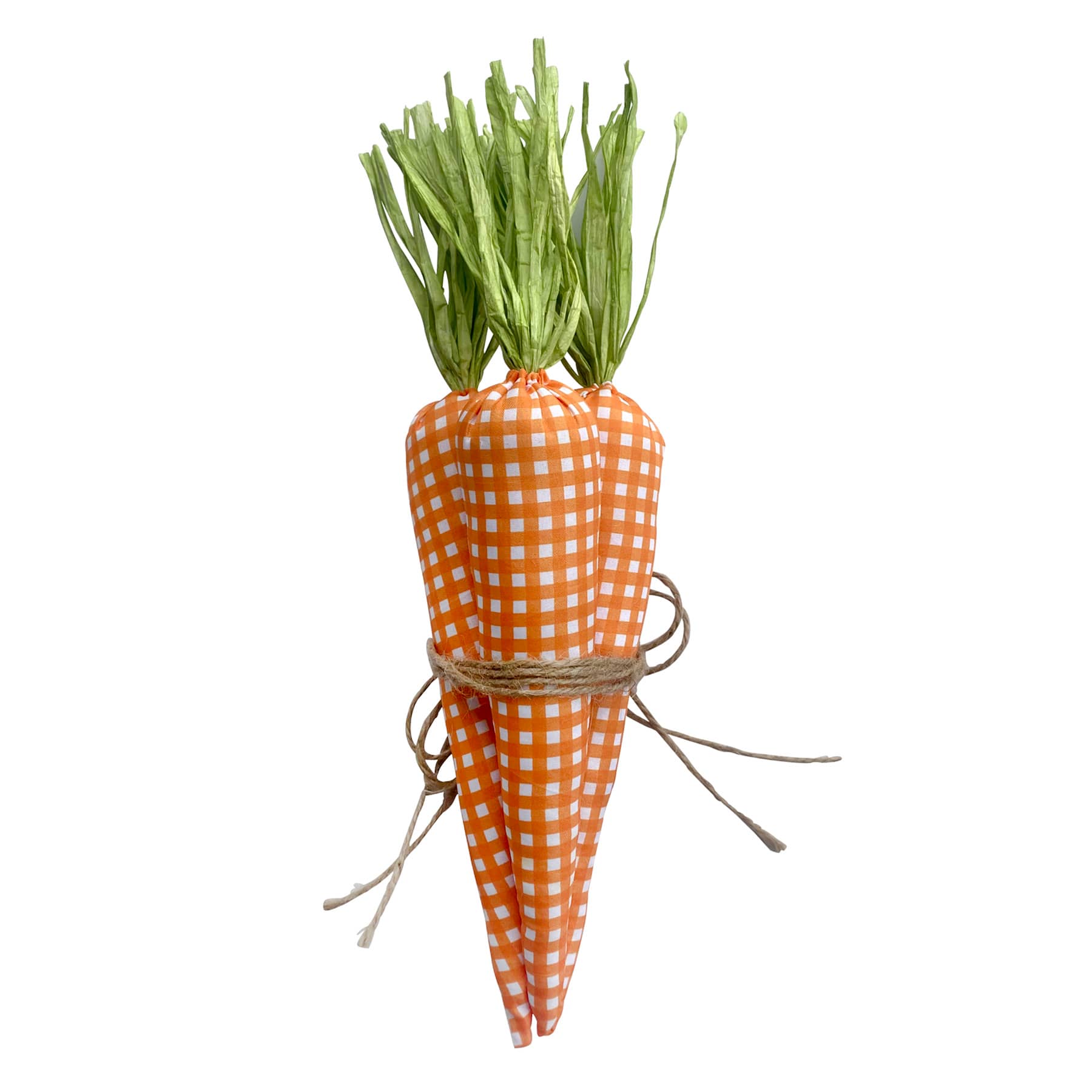 Homespun Easter 3-Pack Plaid Fabric Carrots Decor, 14"