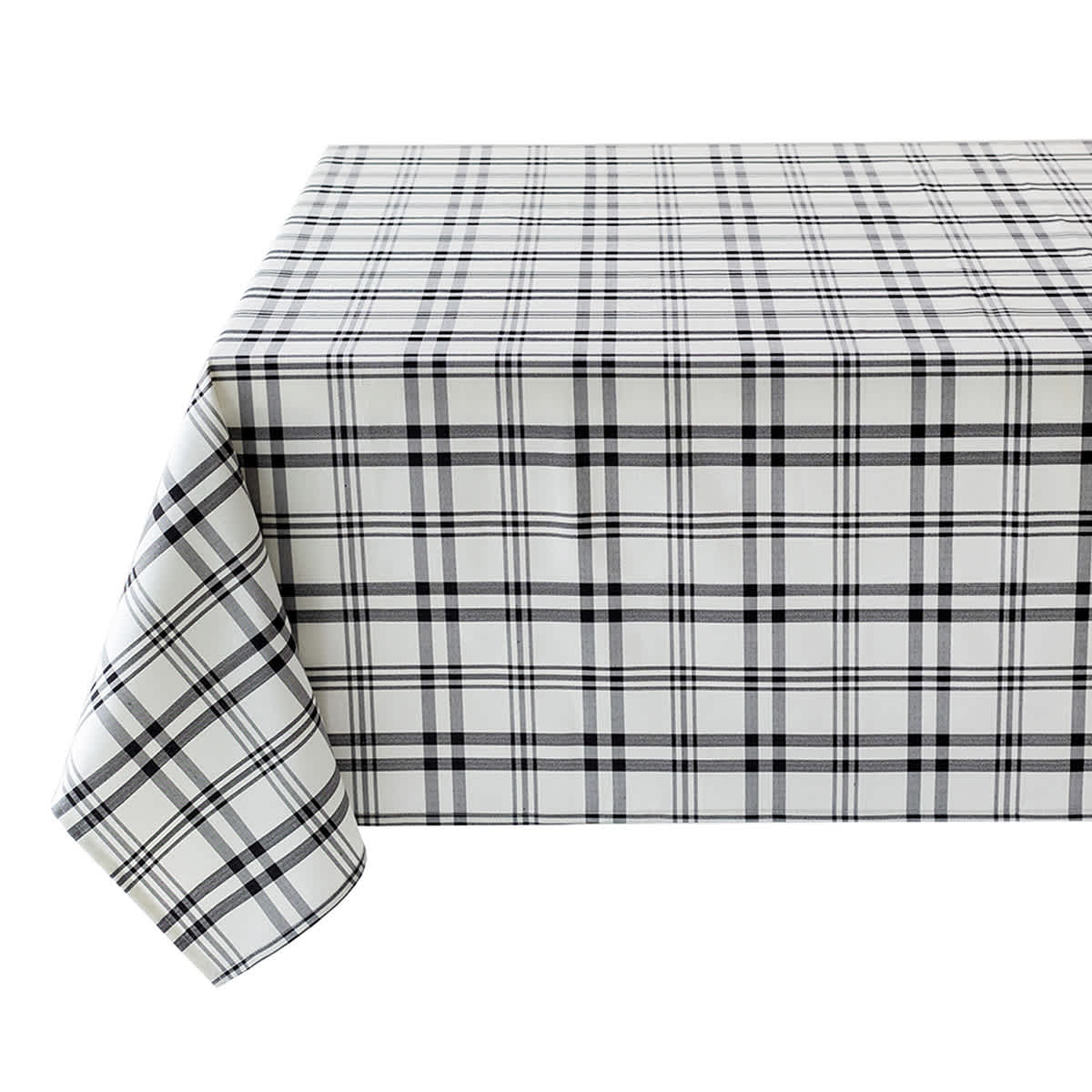 Black & White Thompson Plaid Tablecloth, 60x104