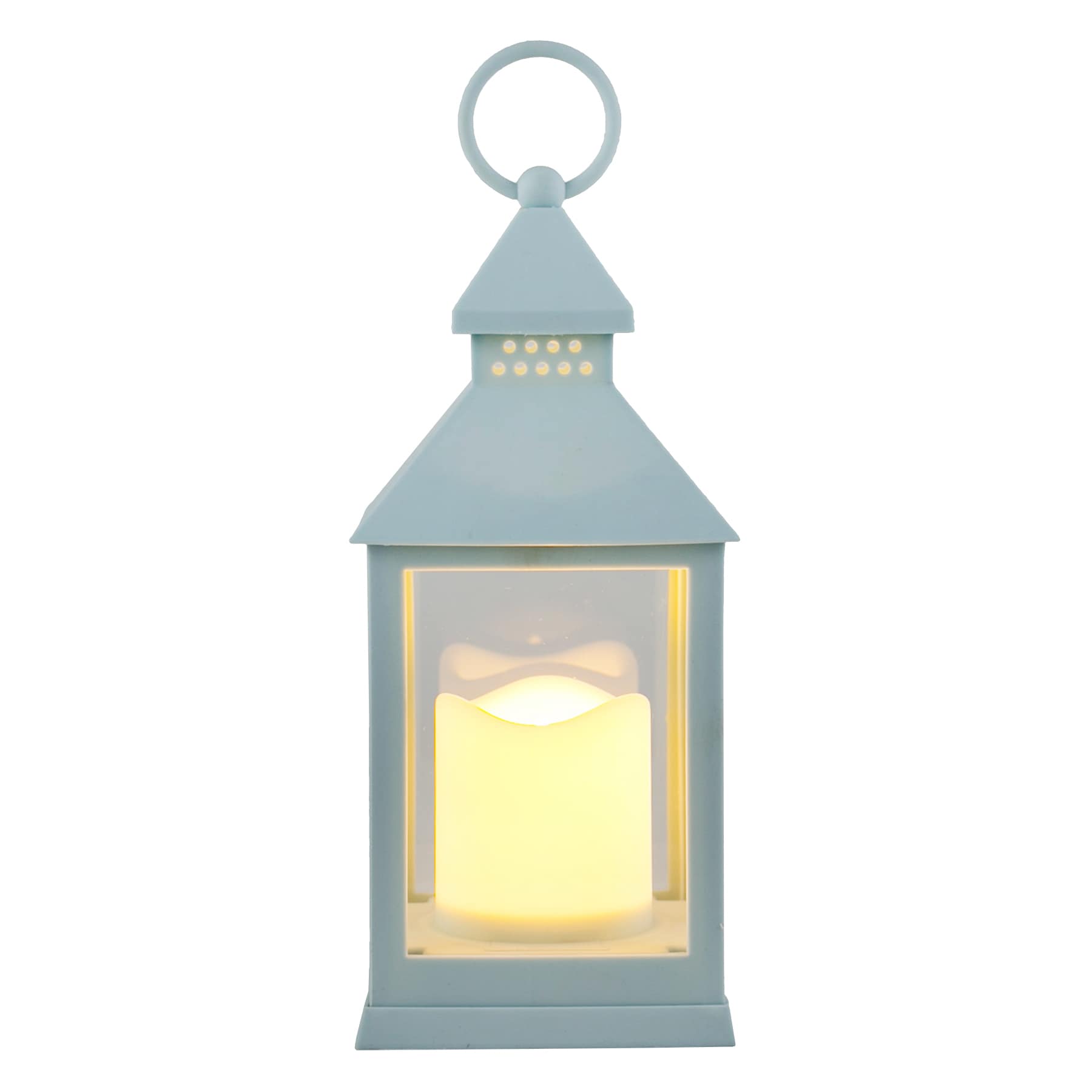 Light Blue LED Lantern, 9.5"