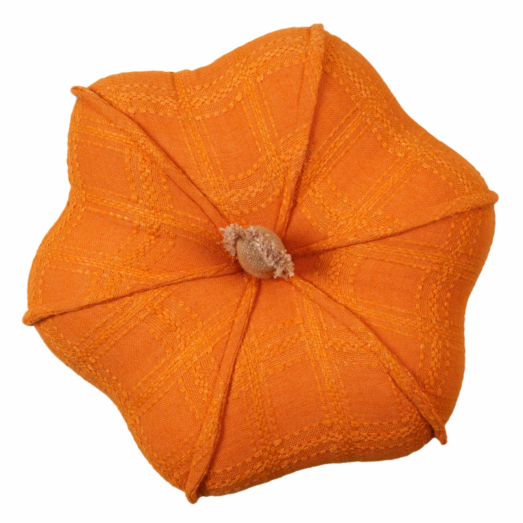 Orange Yarn Dyed Woven Pumpkin Shaped Throw Pillow