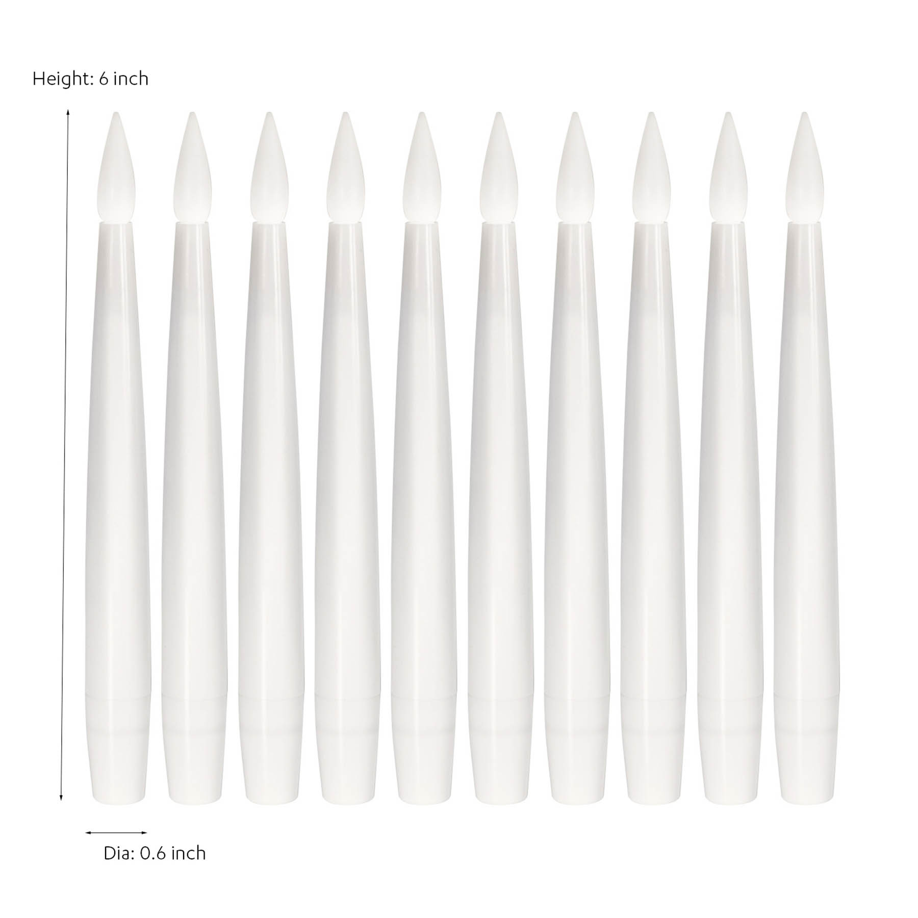 10-Pack White Floating Taper Candles