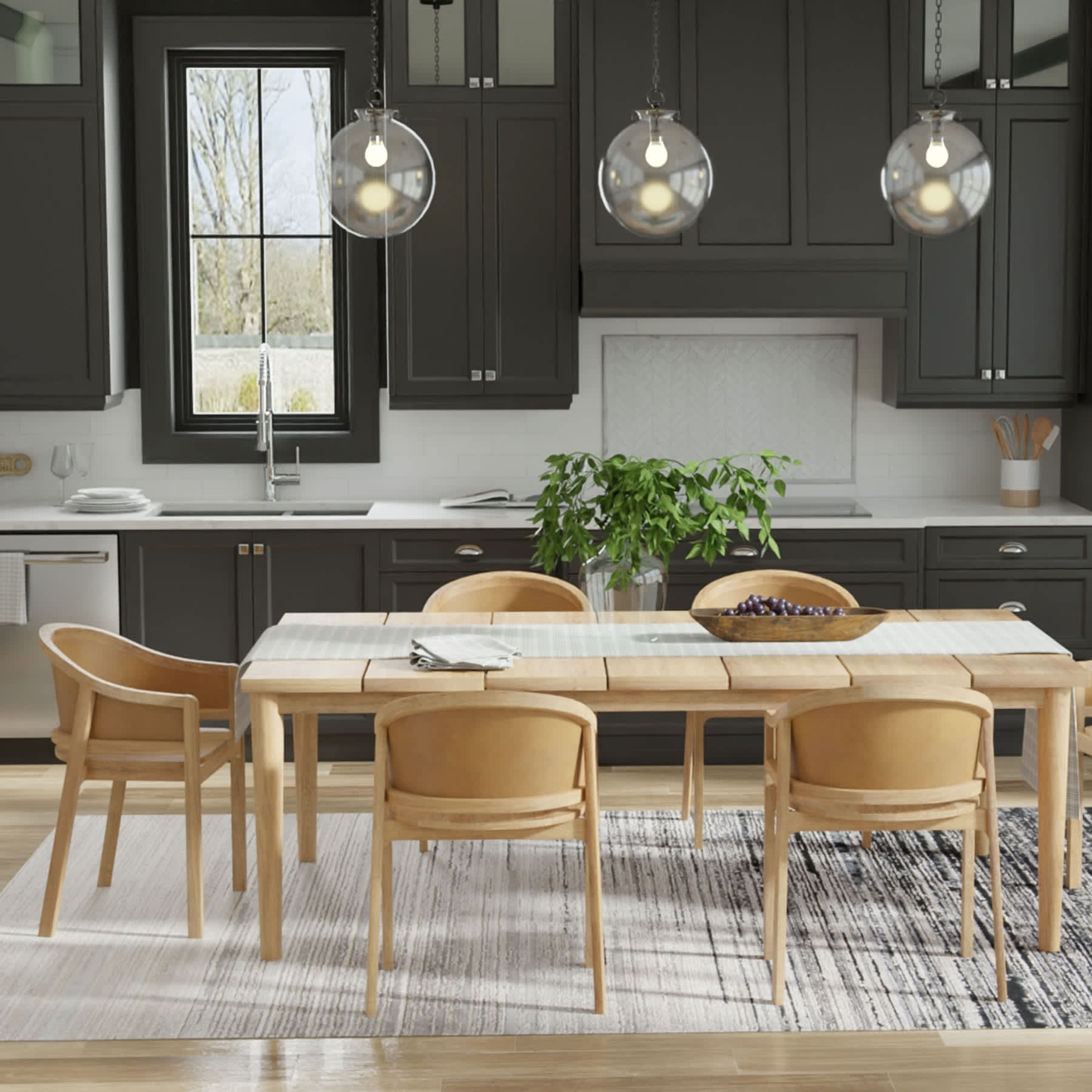 (A488) Avalis Grey & Black Ombre Area Rug, 5x7