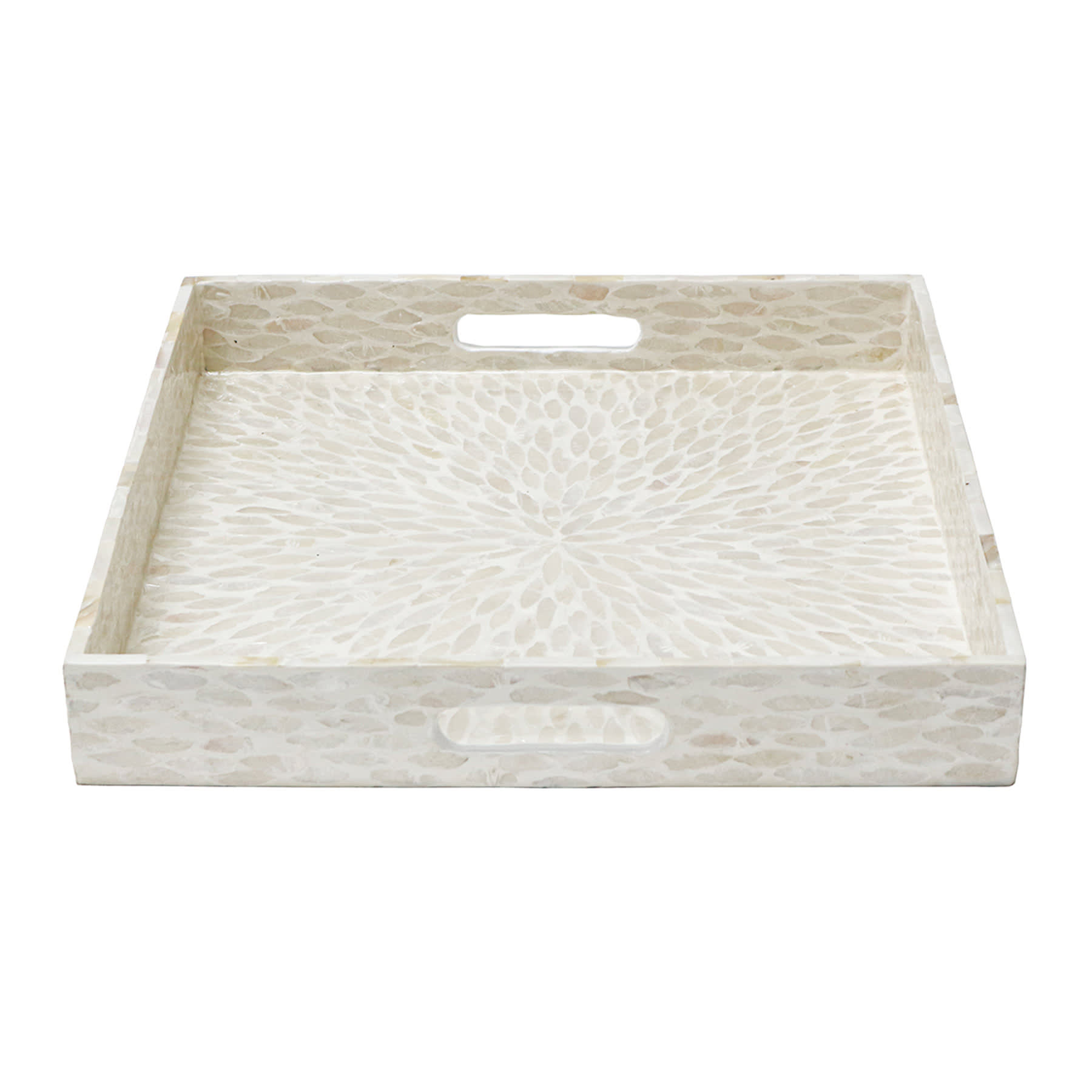 Solstice Ivory Capiz Square Decorative Tray, 16"