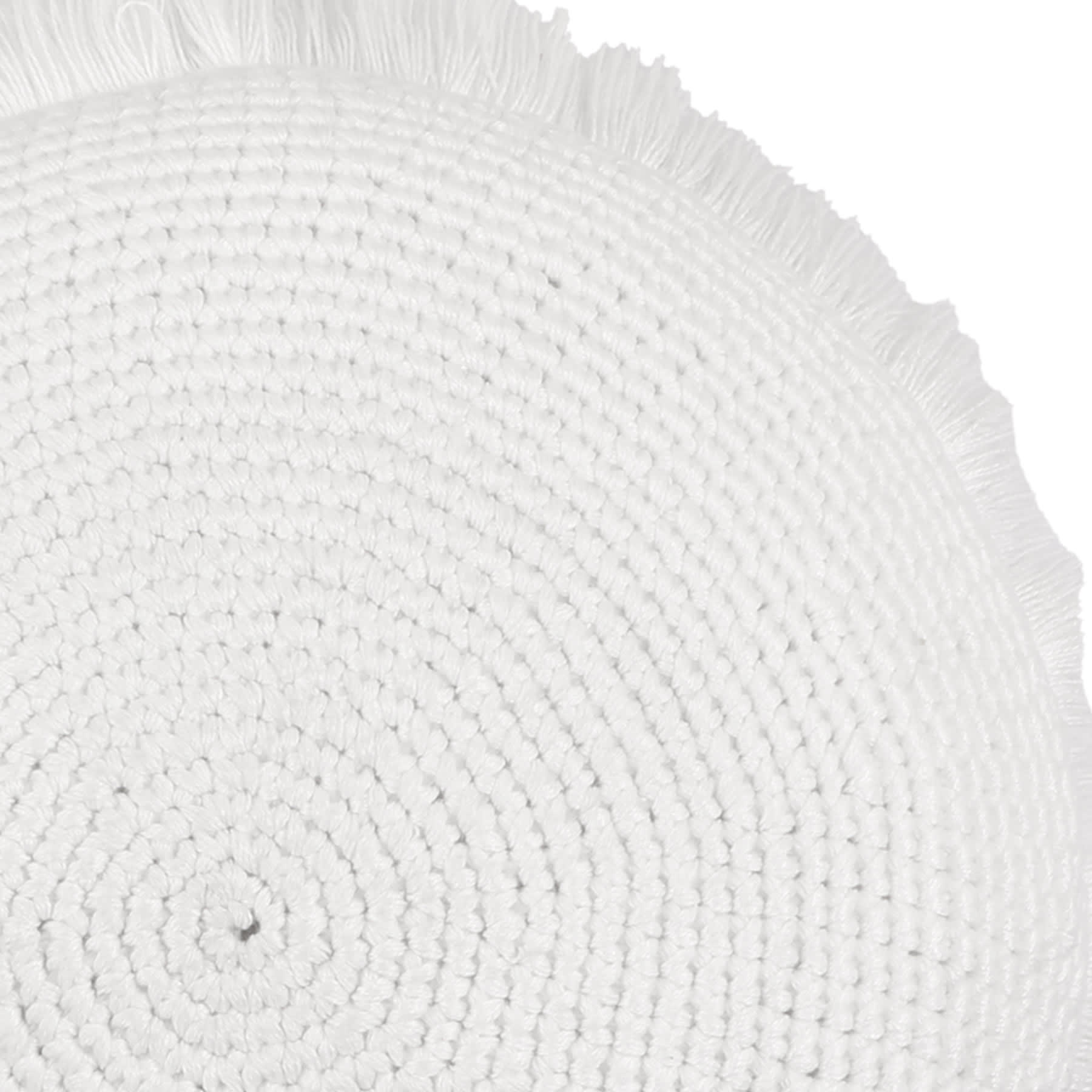 Found & Fable White Knitted Round Throw Pillow with Fringe, 16"