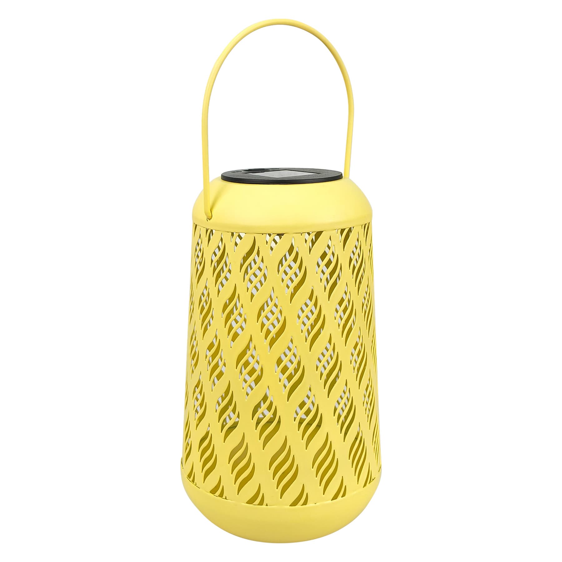 Yellow Geometric Cutout Outdoor Lantern, 7"