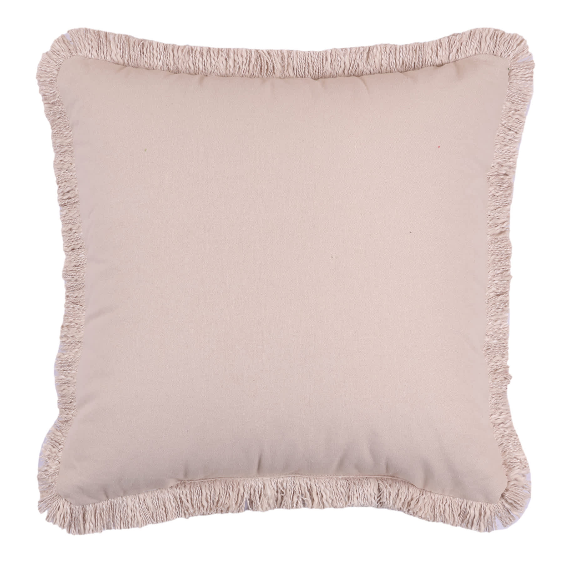 Found & Fable Solid Taupe Woven Throw Pillow with Fringe, 18"