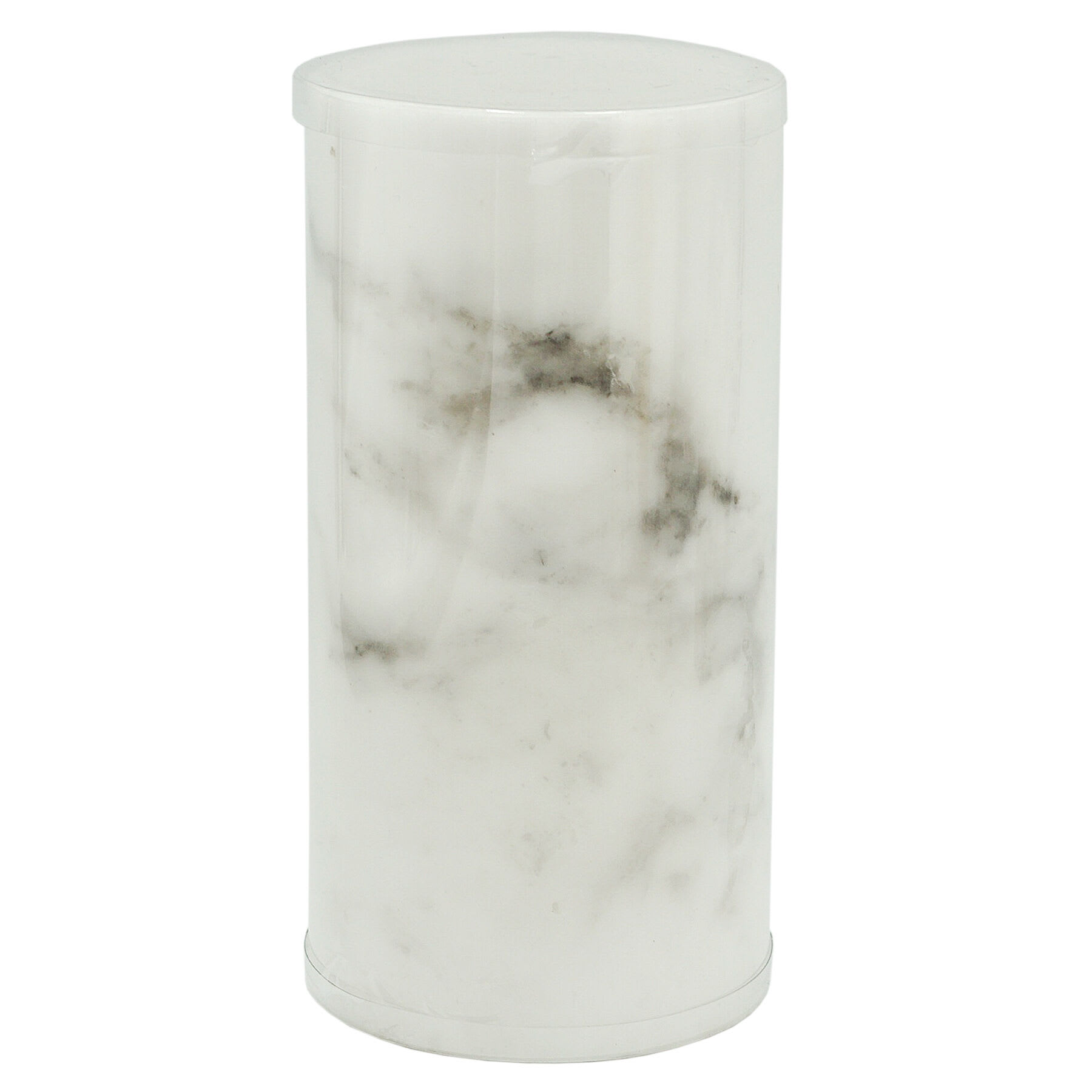 Crosby St. White Marbled Wax LED Pillar Candle with 6 Hour Timer, 4x8