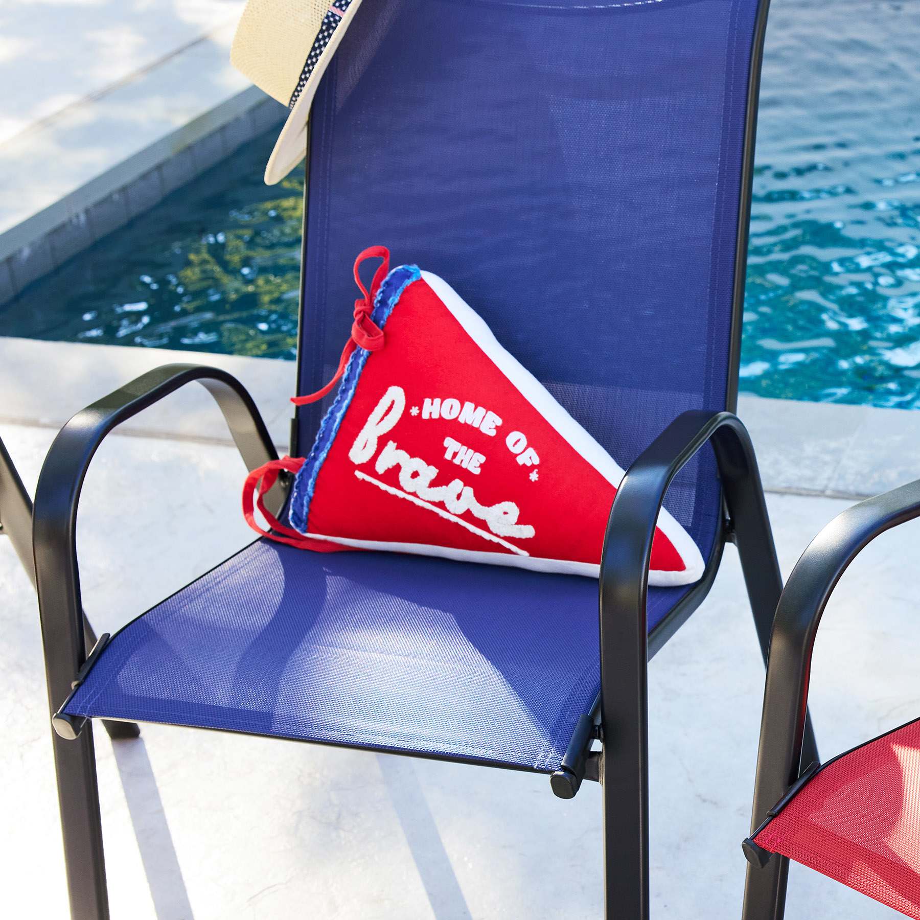 Sunny Club Pennant Home of The Brave Outdoor Pillow