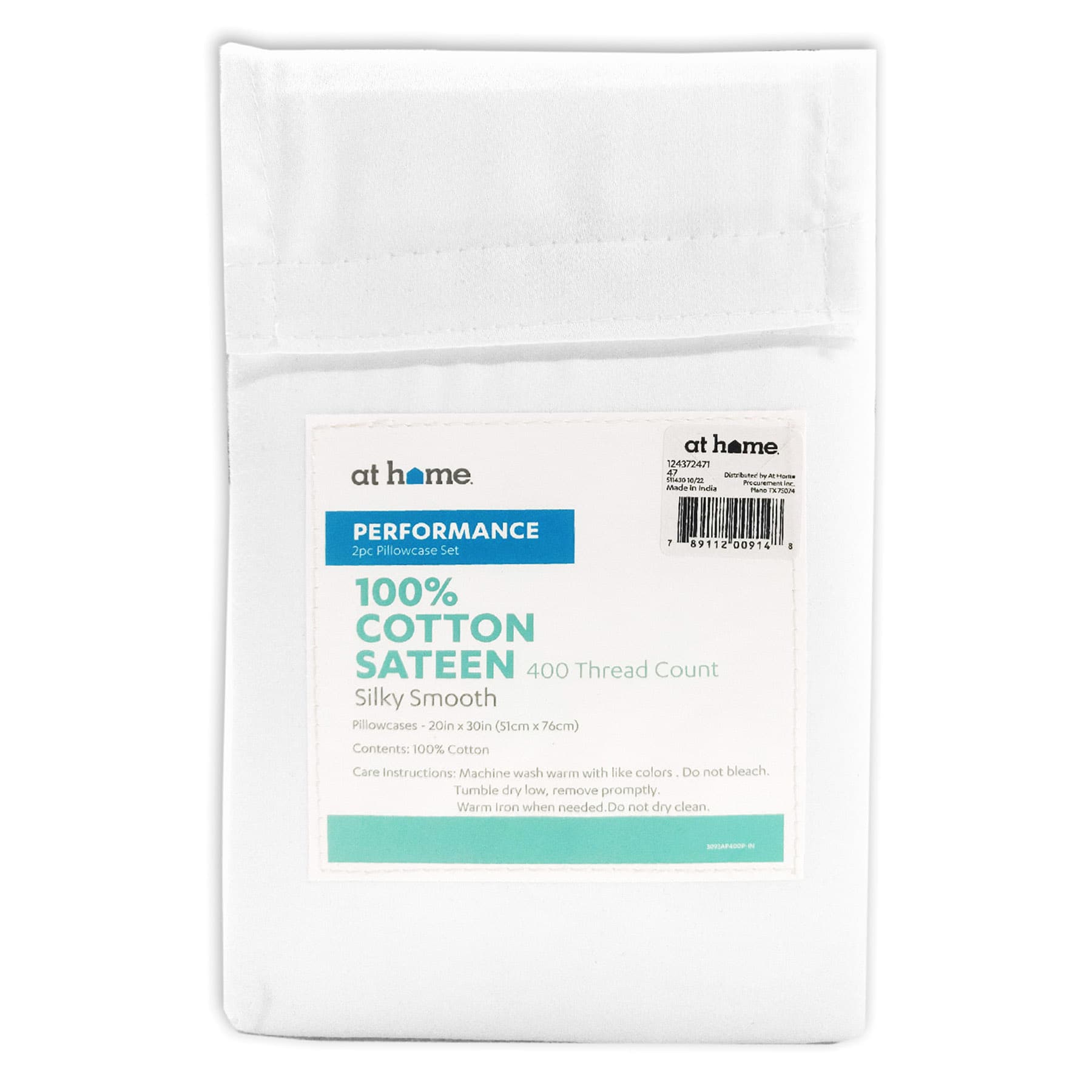 2-Piece White 400 Thread Count Performance Pillowcase Set, Standard
