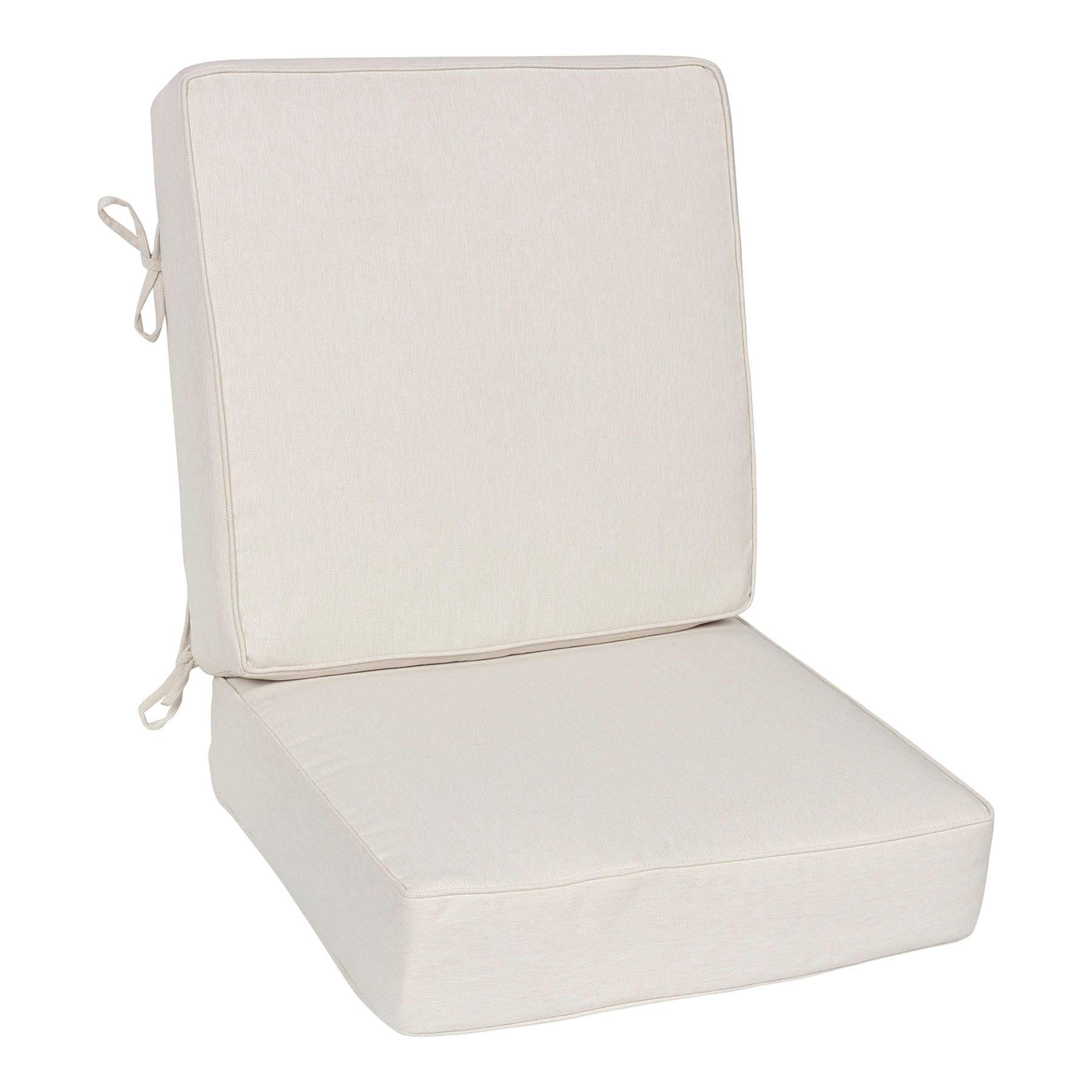 2-Piece Tristan Heather White Premium Outdoor Deep Seat Cushion