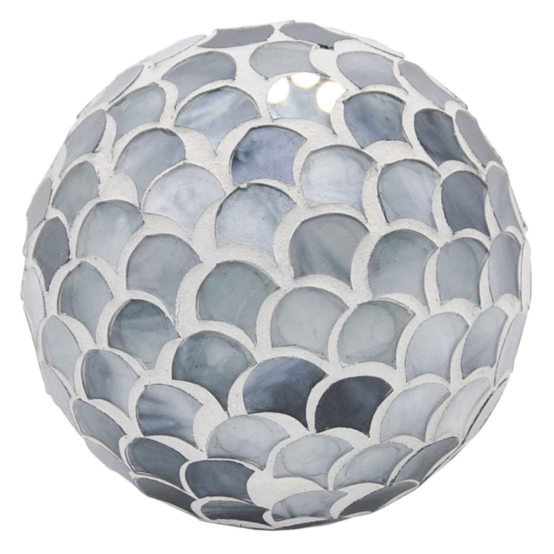 Grey Mosaic Decorative Orb, 4"