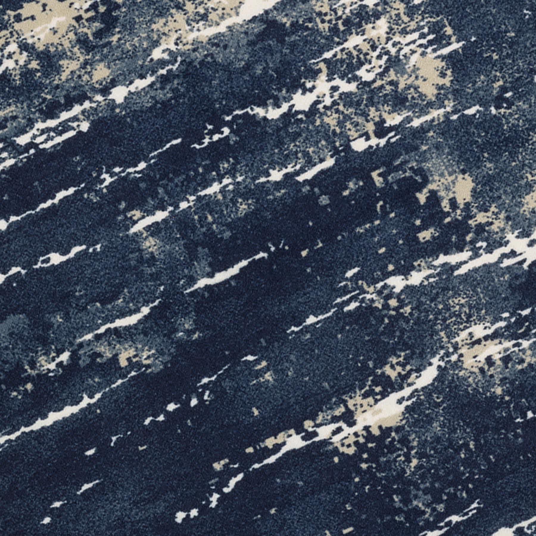 (D627) Navy Blue Andover Abstract Area Rug, 7x9