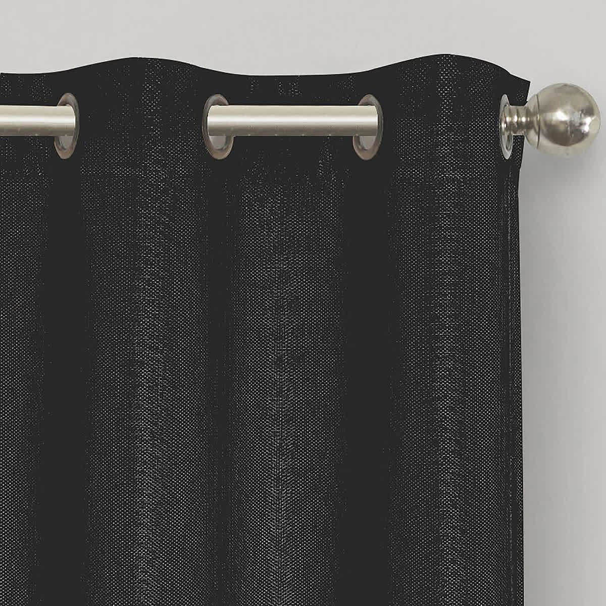 Rockwell Black Rod Pocket Blackout Curtain Panel, 84"