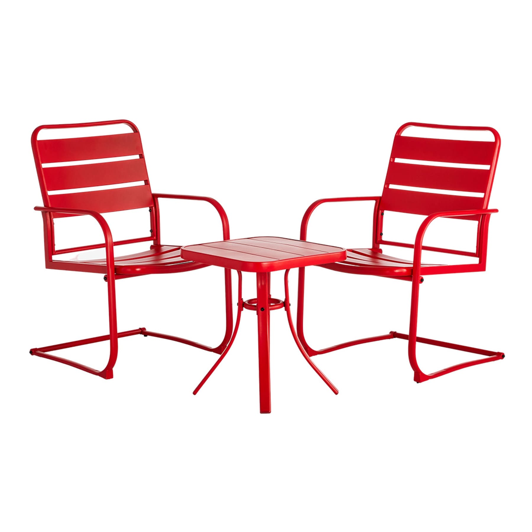 Sunny Club 3-Piece Metal Patio Chat Set, Red
