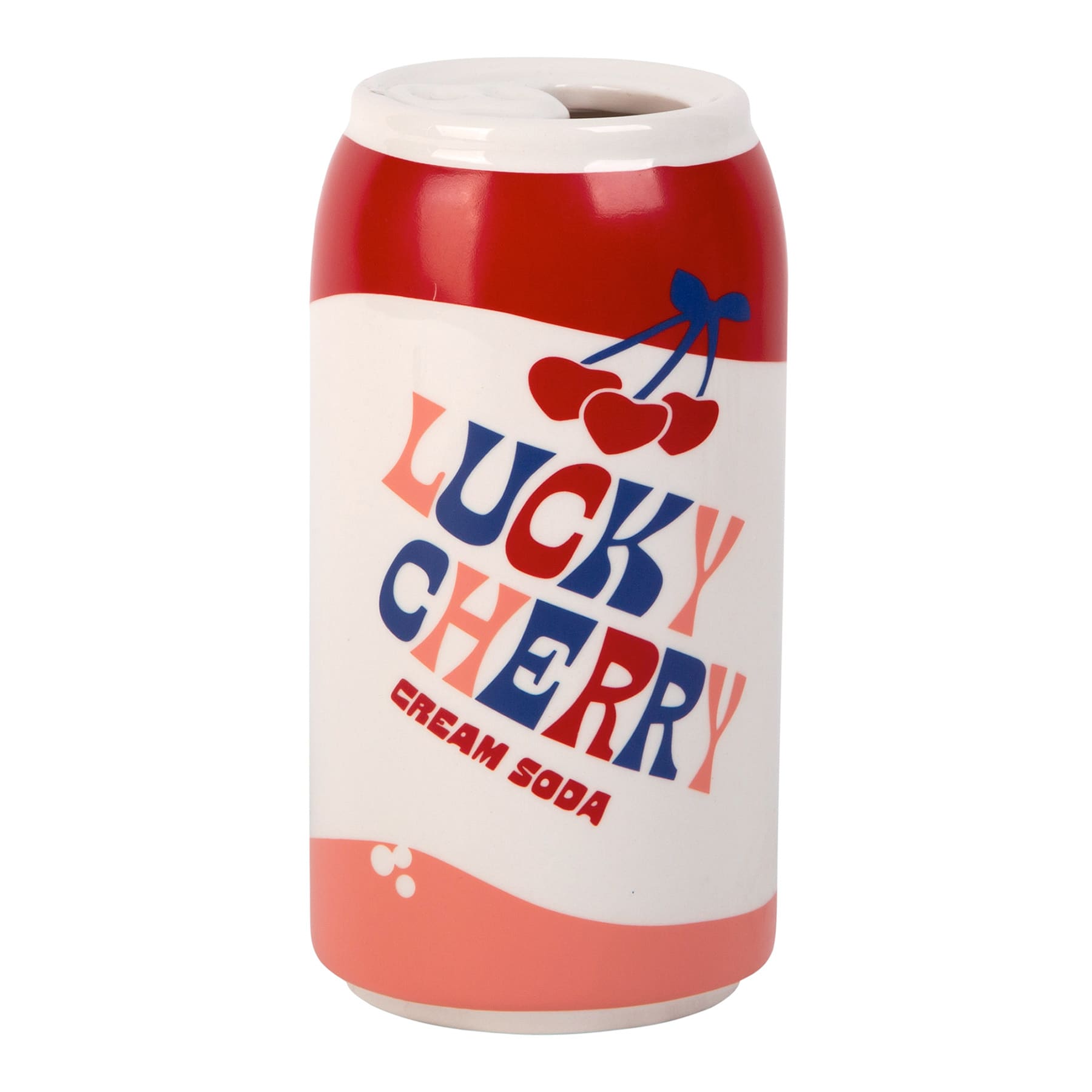Lucky Cherry Ceramic Soda Can Vase, 3x6