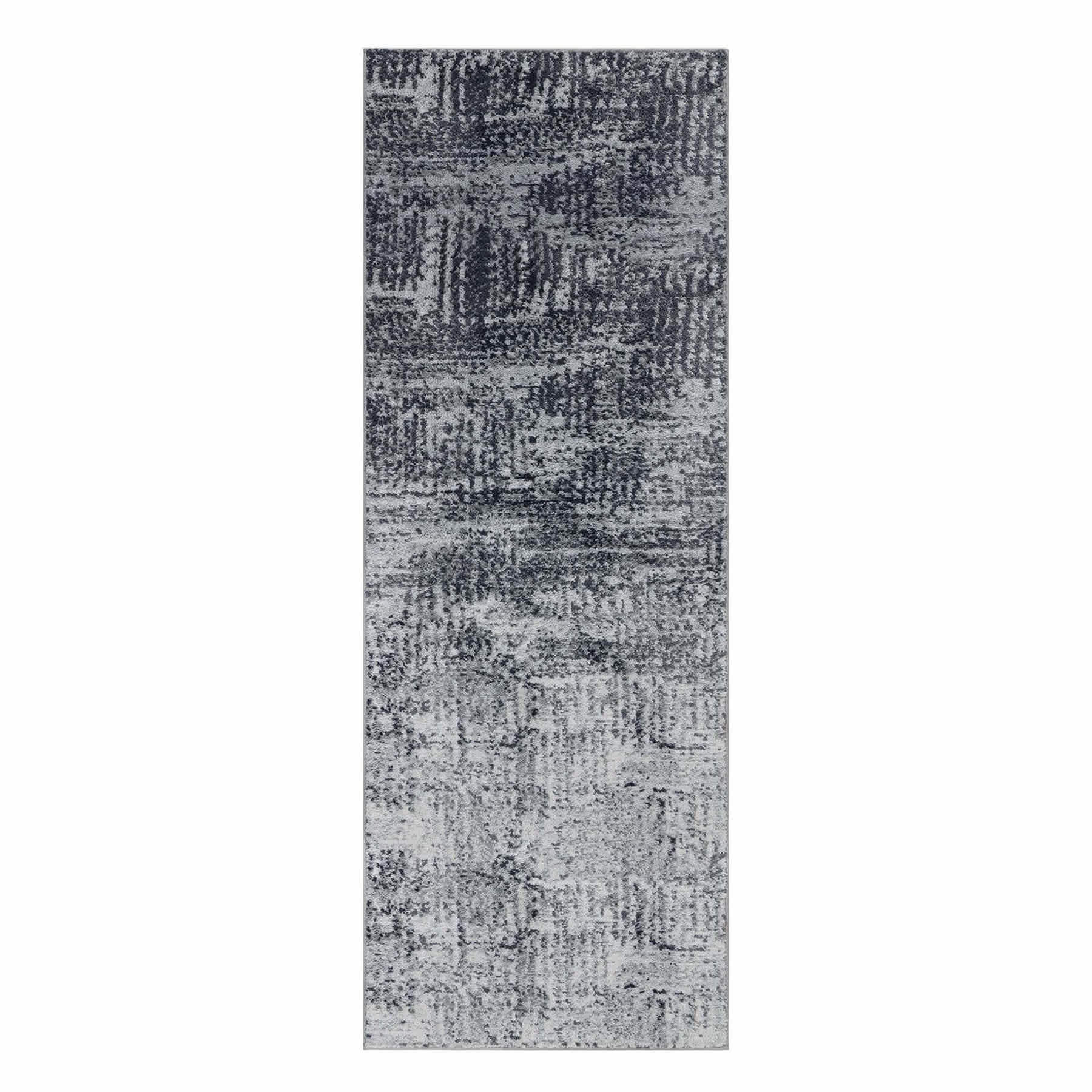 Grey Abstract Washable Microfiber Tufted Runner, 2x5