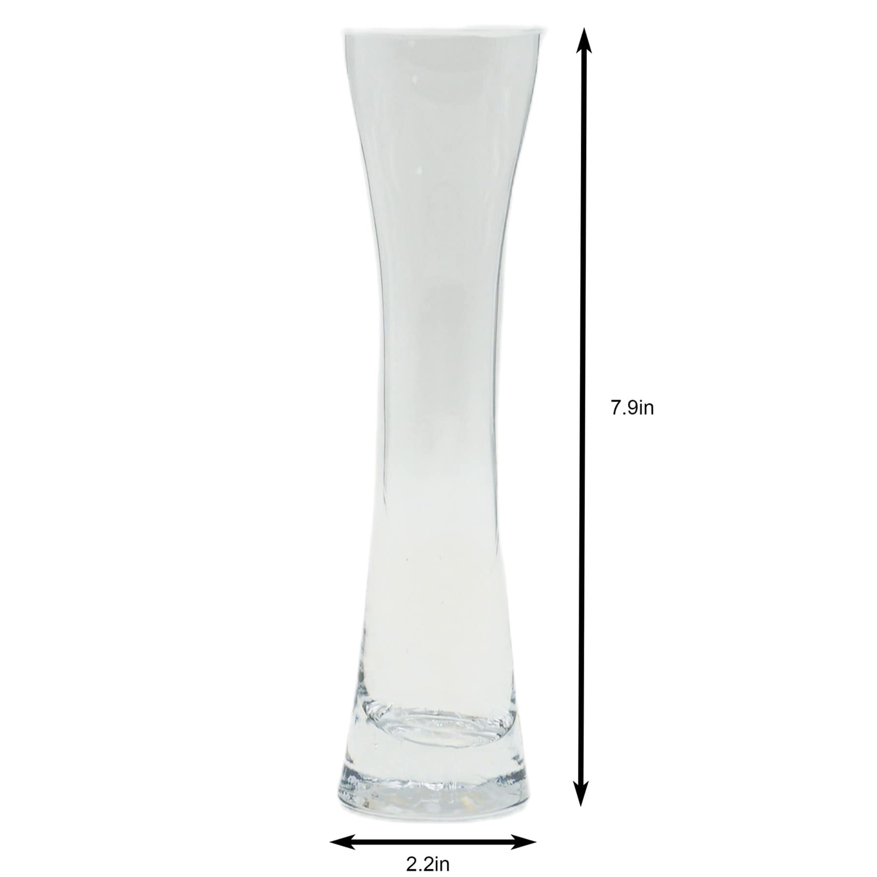 Clear Glass Hourglass Vase, 8"