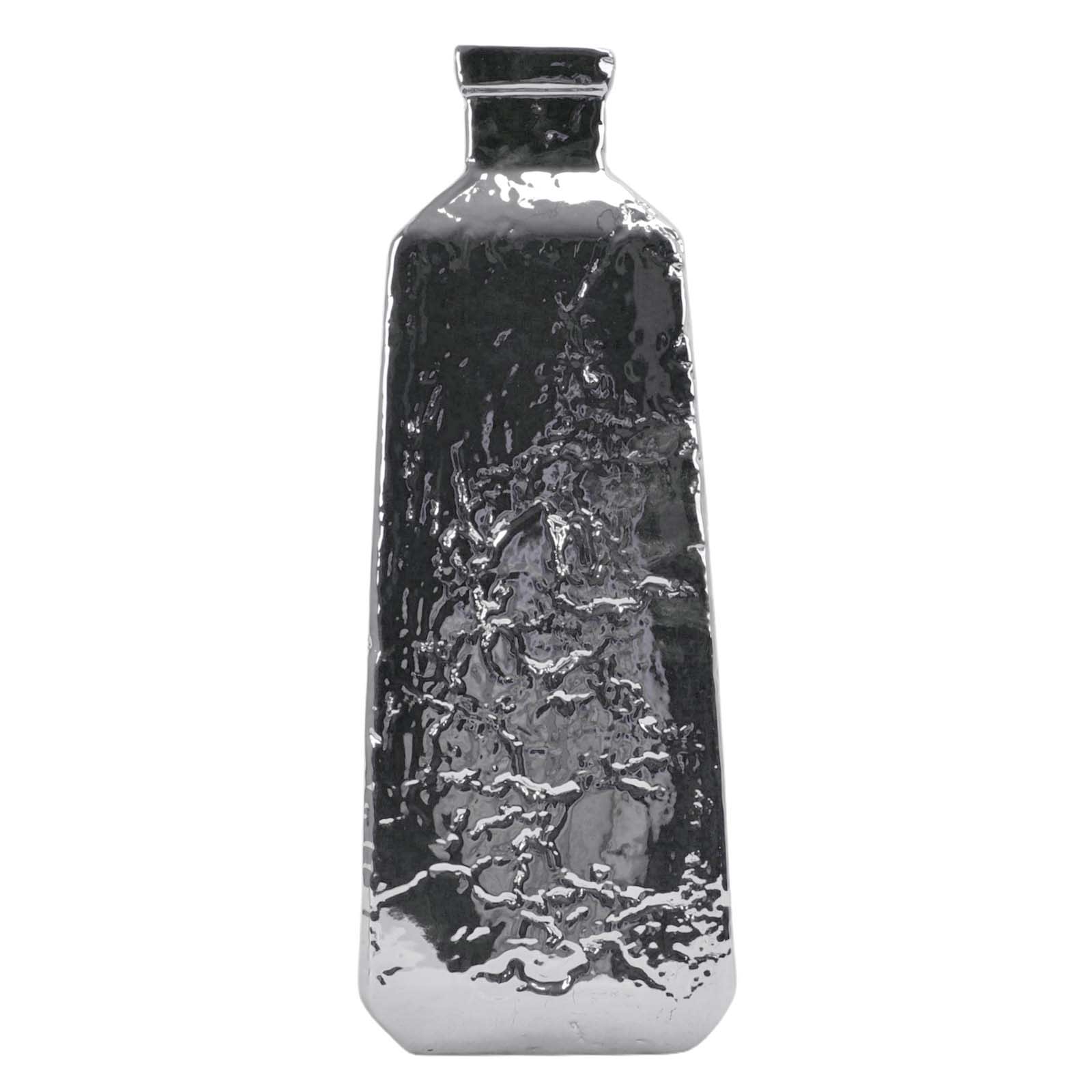 Silver Metallic Ceramic Vase, 19"