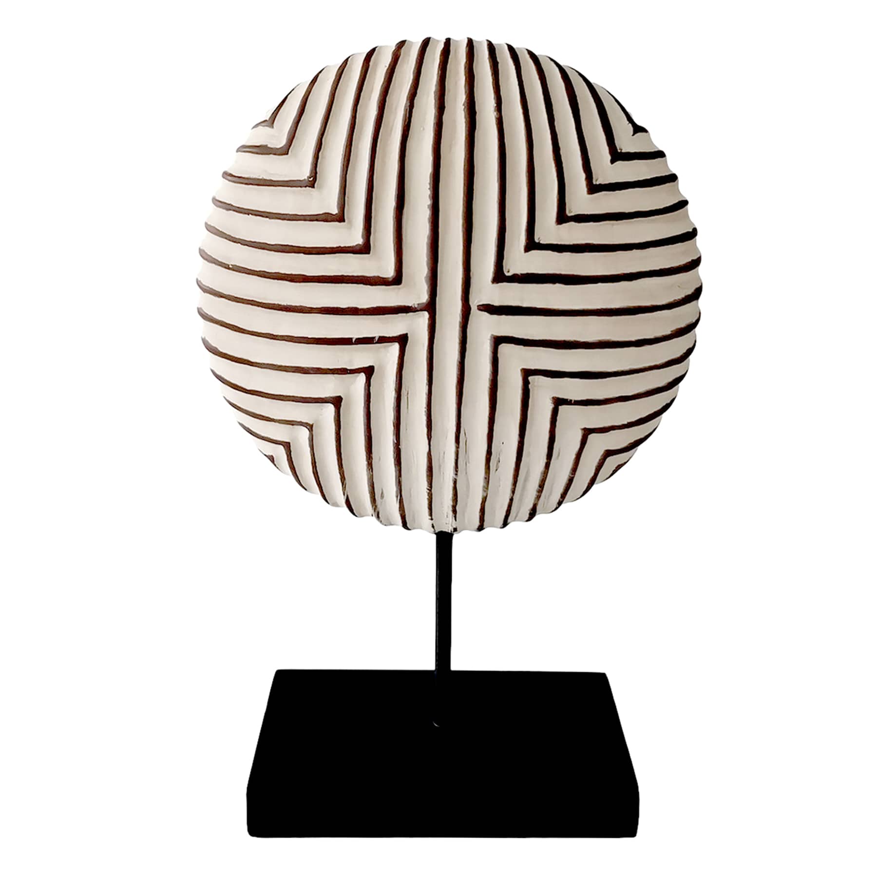 Tracey Boyd White Tribal Charger On Stand, 11"