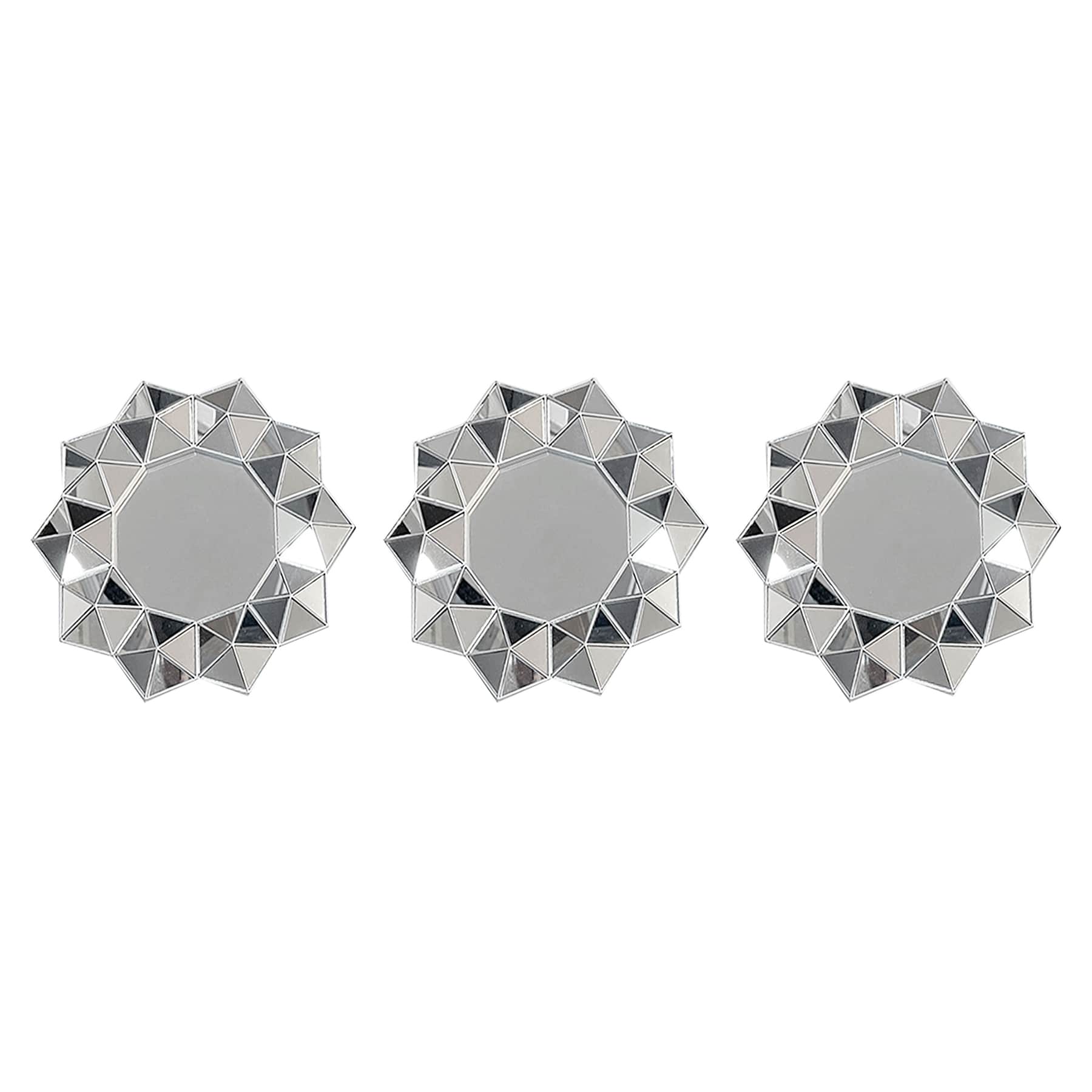 3-Piece Starburst Wall Mirror Set, 10"