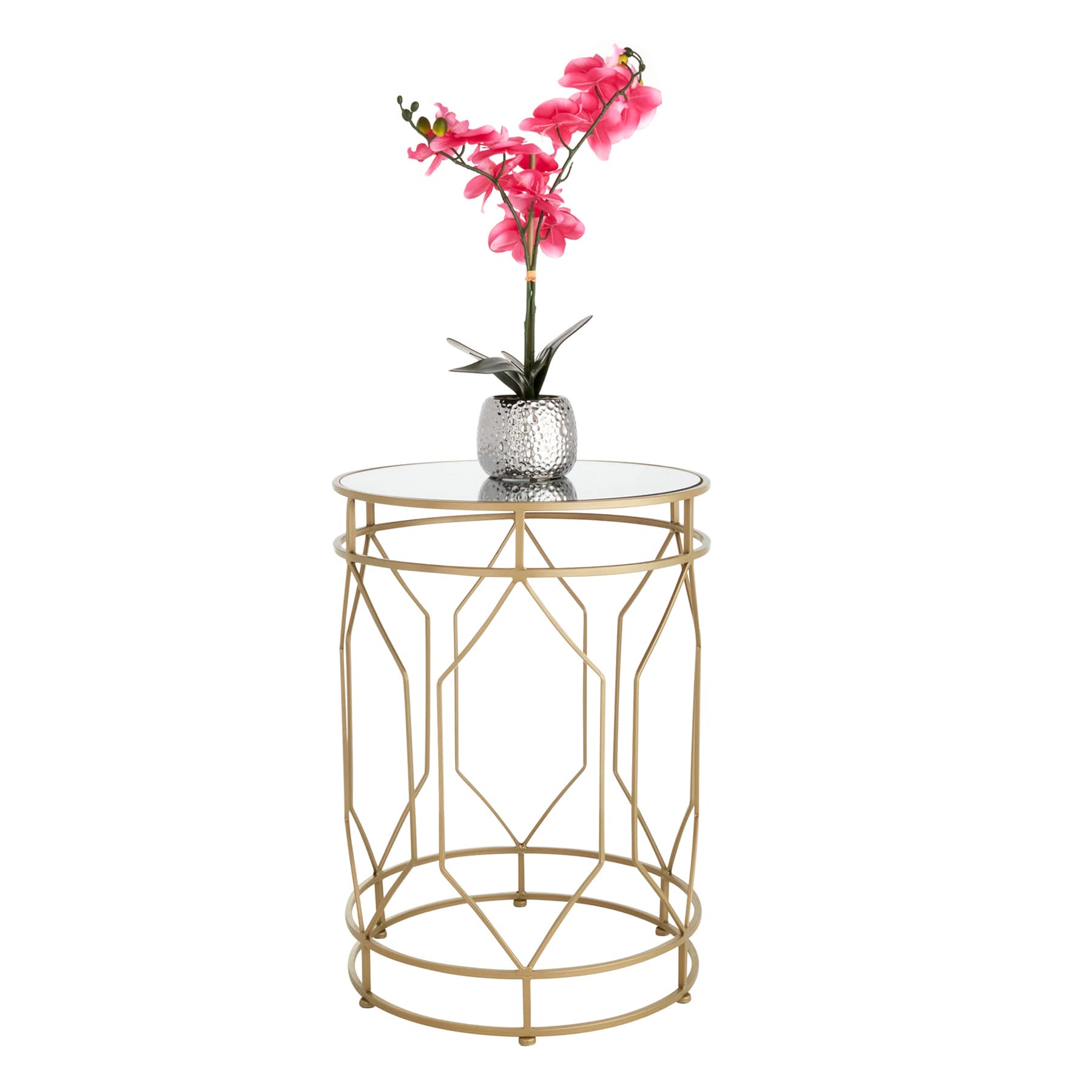 Providence Gold Metal Quatrefoil Nesting Table, Large