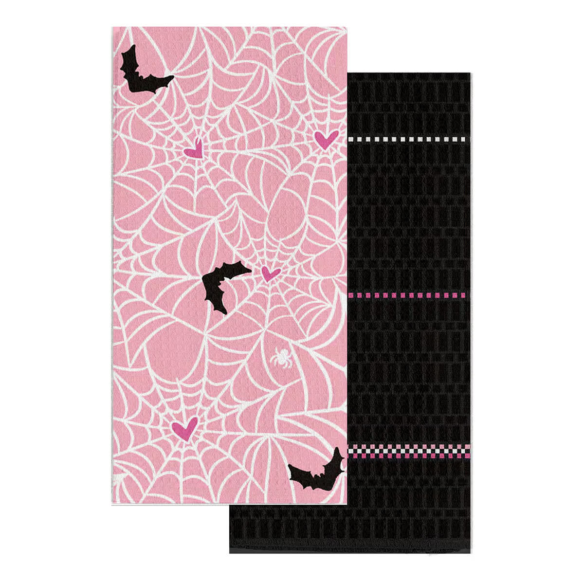 Set of 2 Pink Spider Web Kitchen Towels
