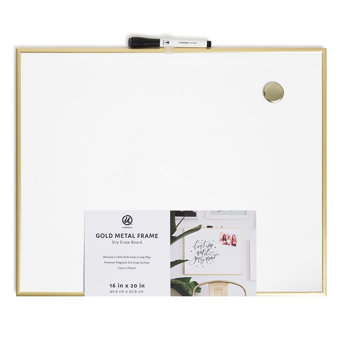 Gold Metal Frame Dry Erase Board, 16x20