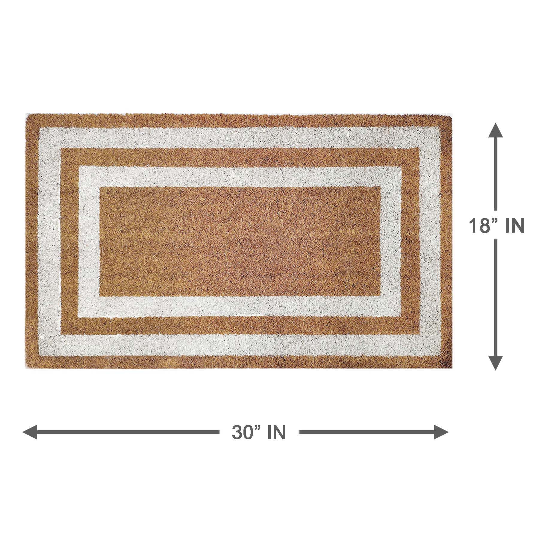 Providence White & Natural Double Border Coir Mat, 18x30