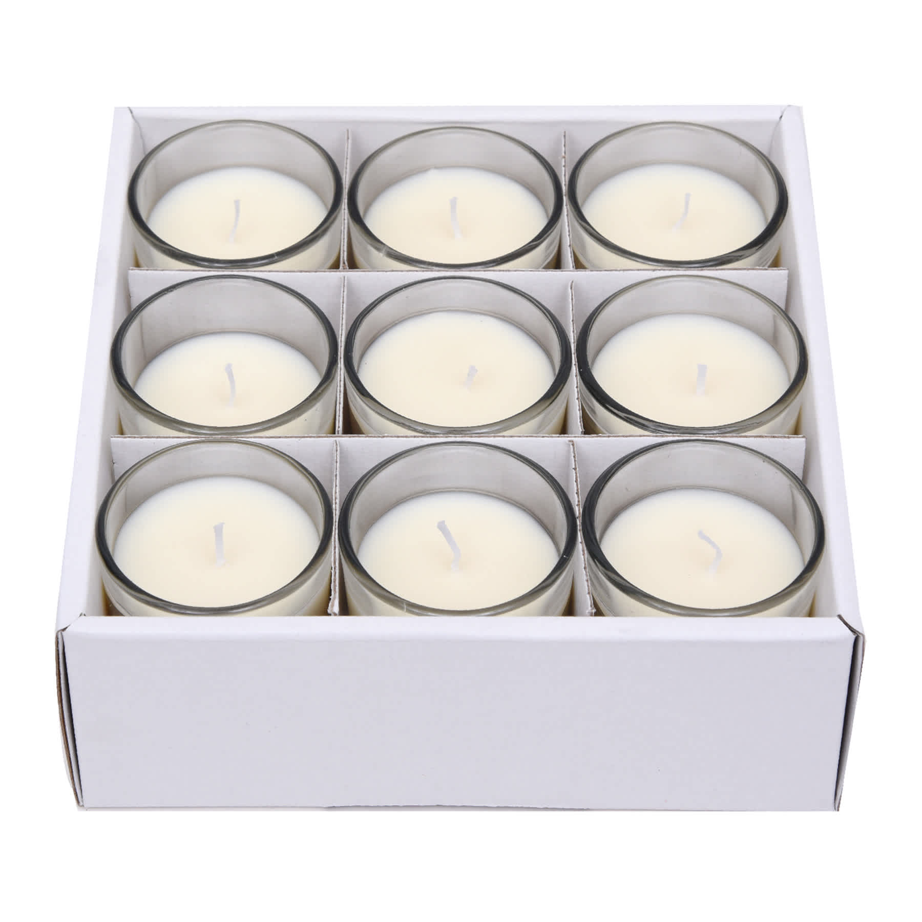 9-Pack Ivory Unscented Glass Votive Candles