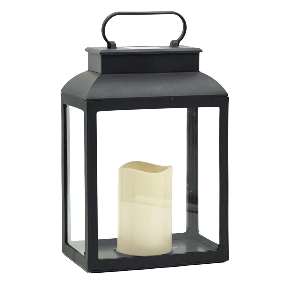 Black Square Outdoor Solar Lantern, 12"