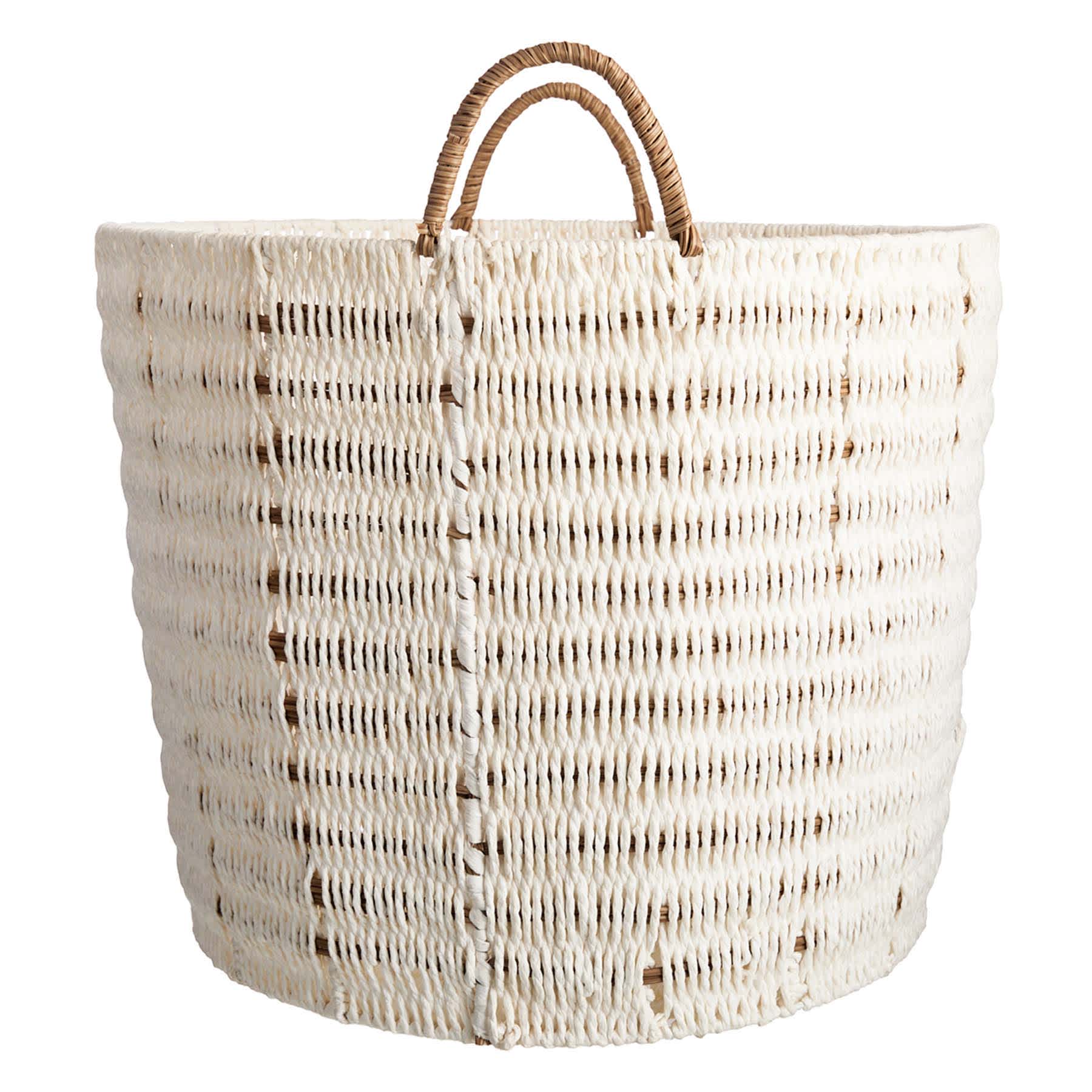 Found & Fable White Paper Rope Round Basket, Large